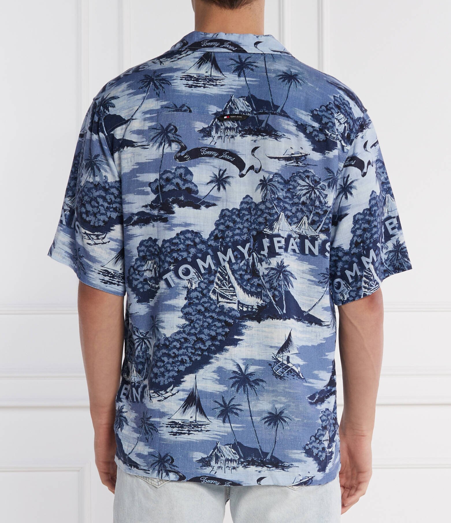 Tommy Jeans Cămașă HAWAIIAN CAMP | Relaxed fit | cu adaos de in