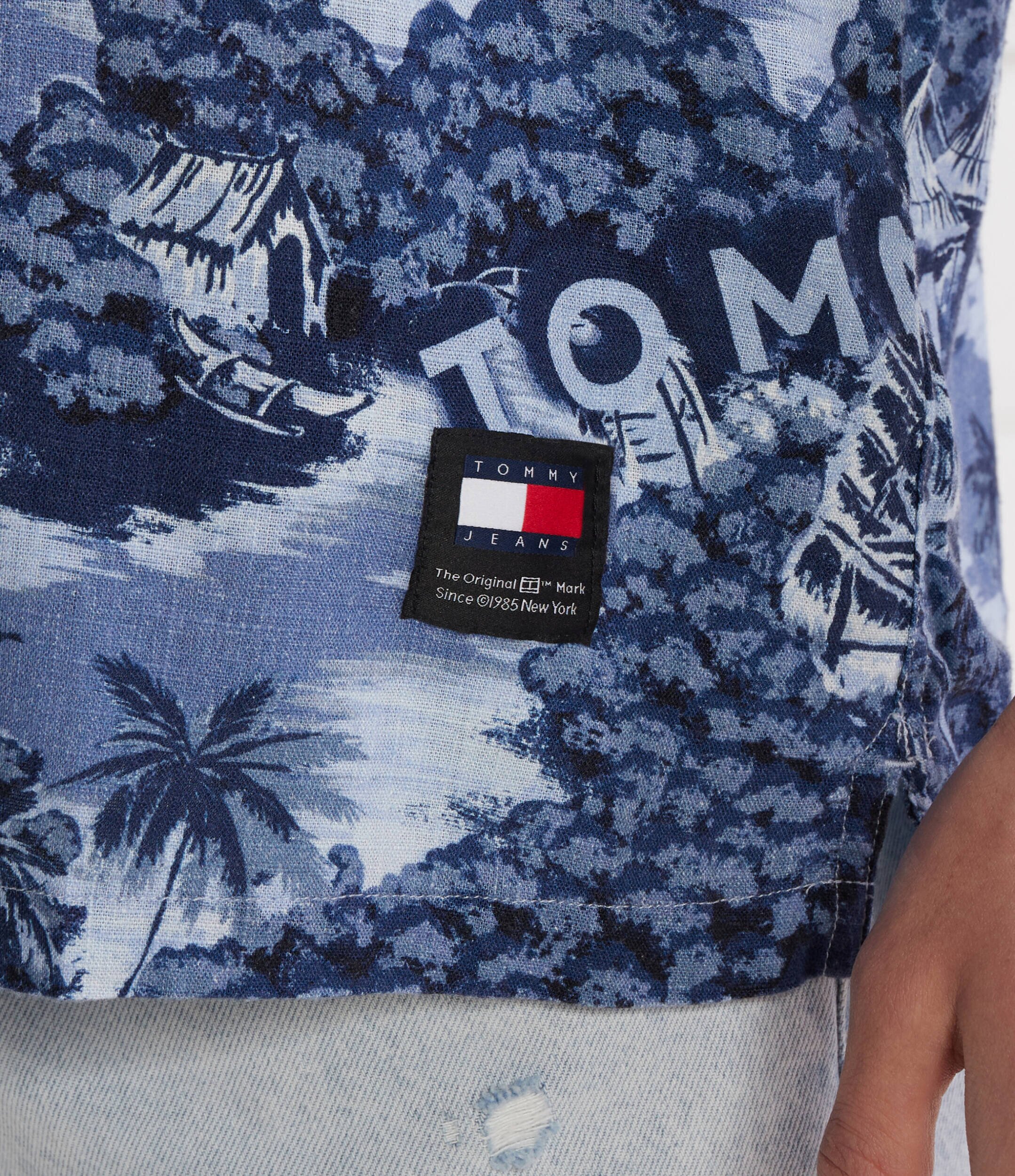 Tommy Jeans Cămașă HAWAIIAN CAMP | Relaxed fit | cu adaos de in