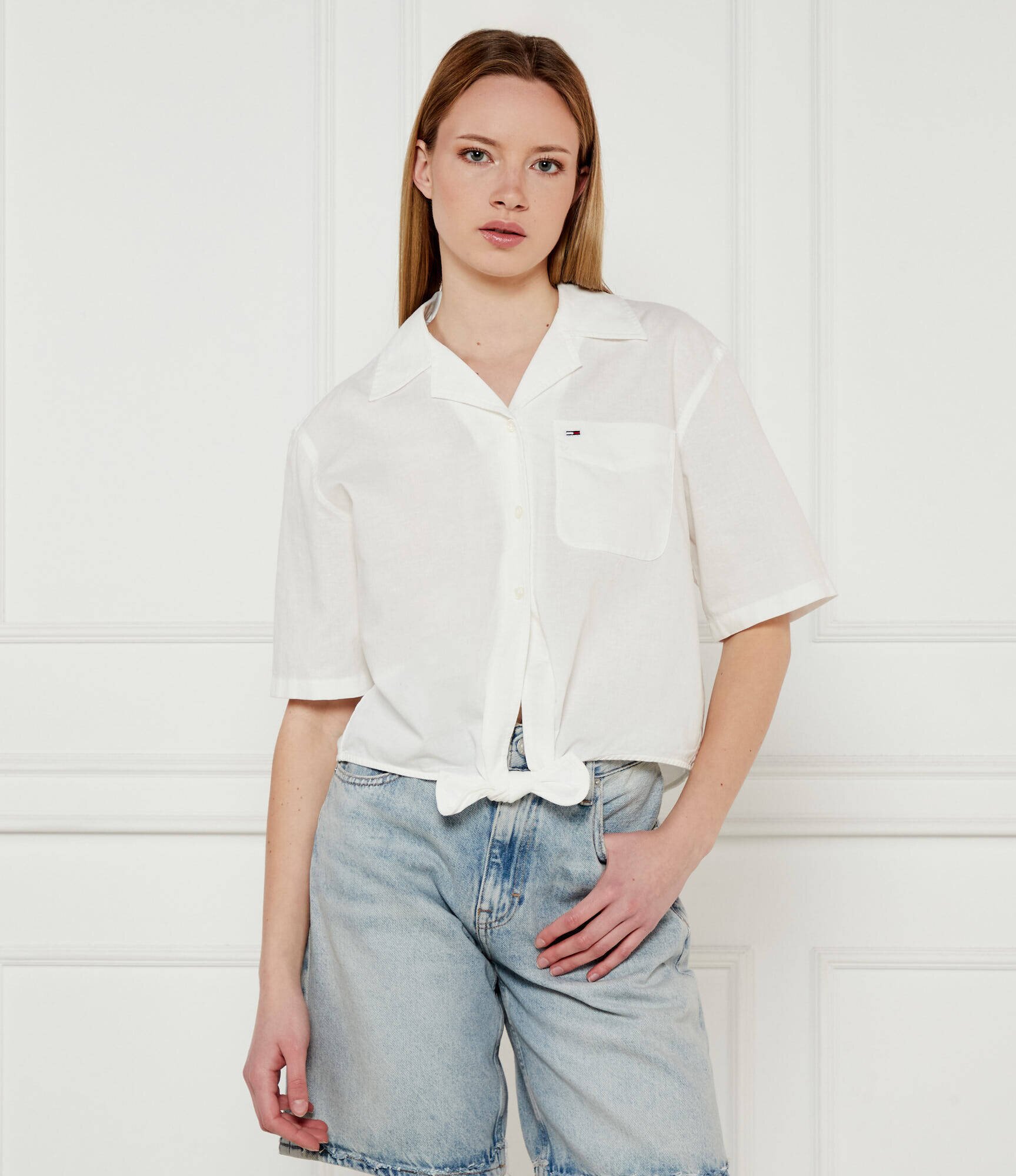 Tommy Jeans Cămașă | Loose fit | cu adaos de in