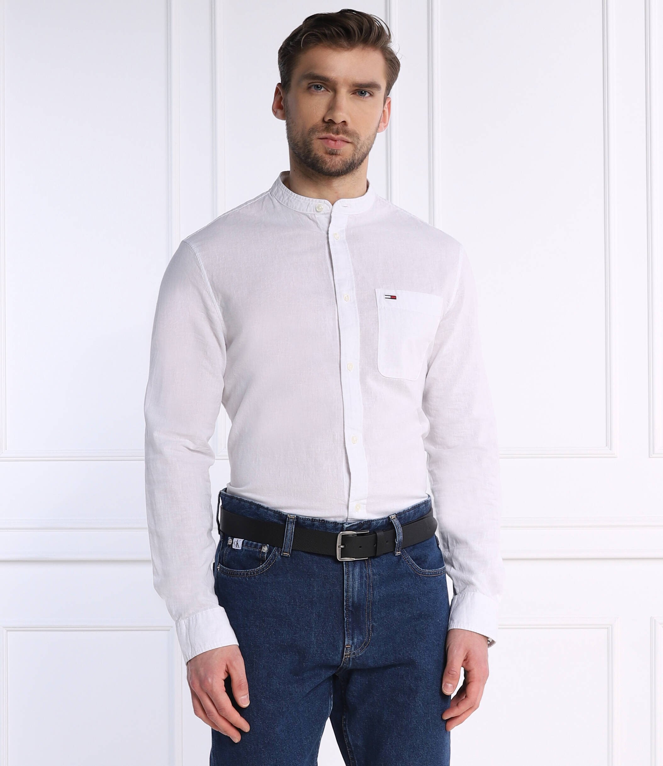 Tommy Jeans Cămașă MAO LINEN BLEND | Regular Fit | cu adaos de in