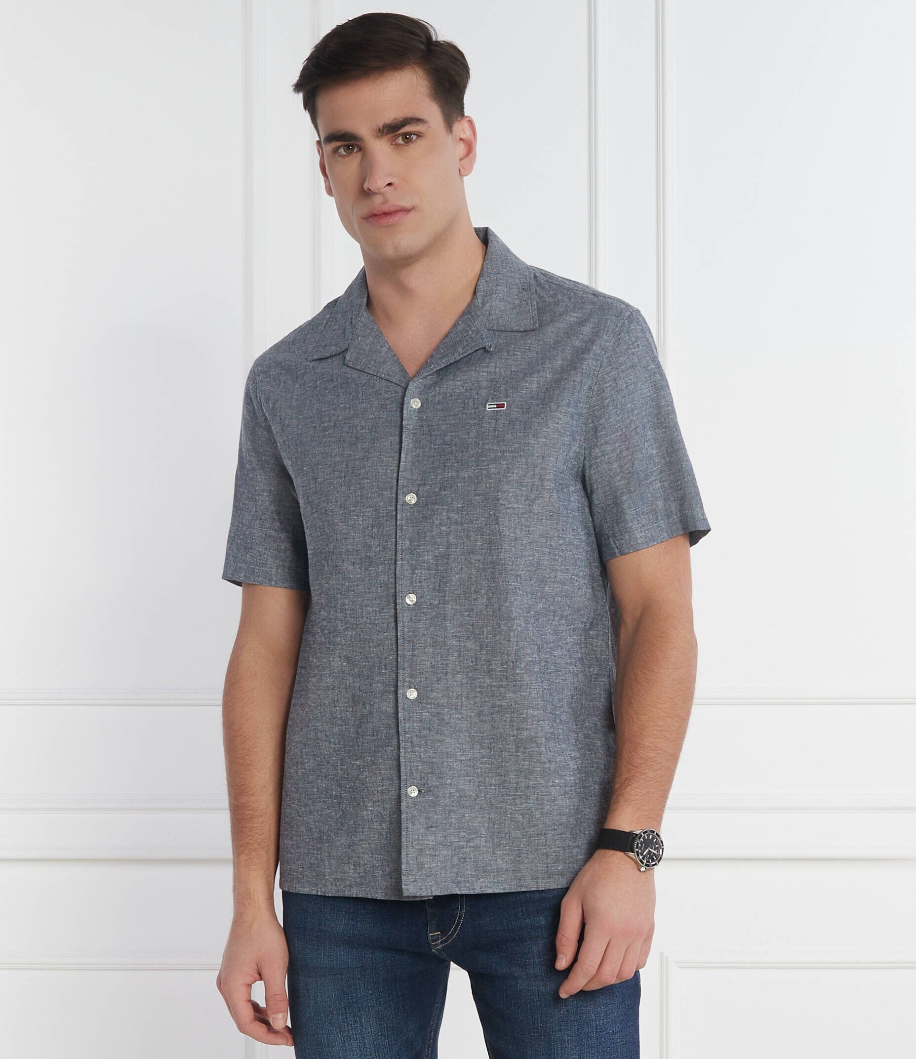 Tommy Jeans Cămașă | Regular Fit | cu adaos de in