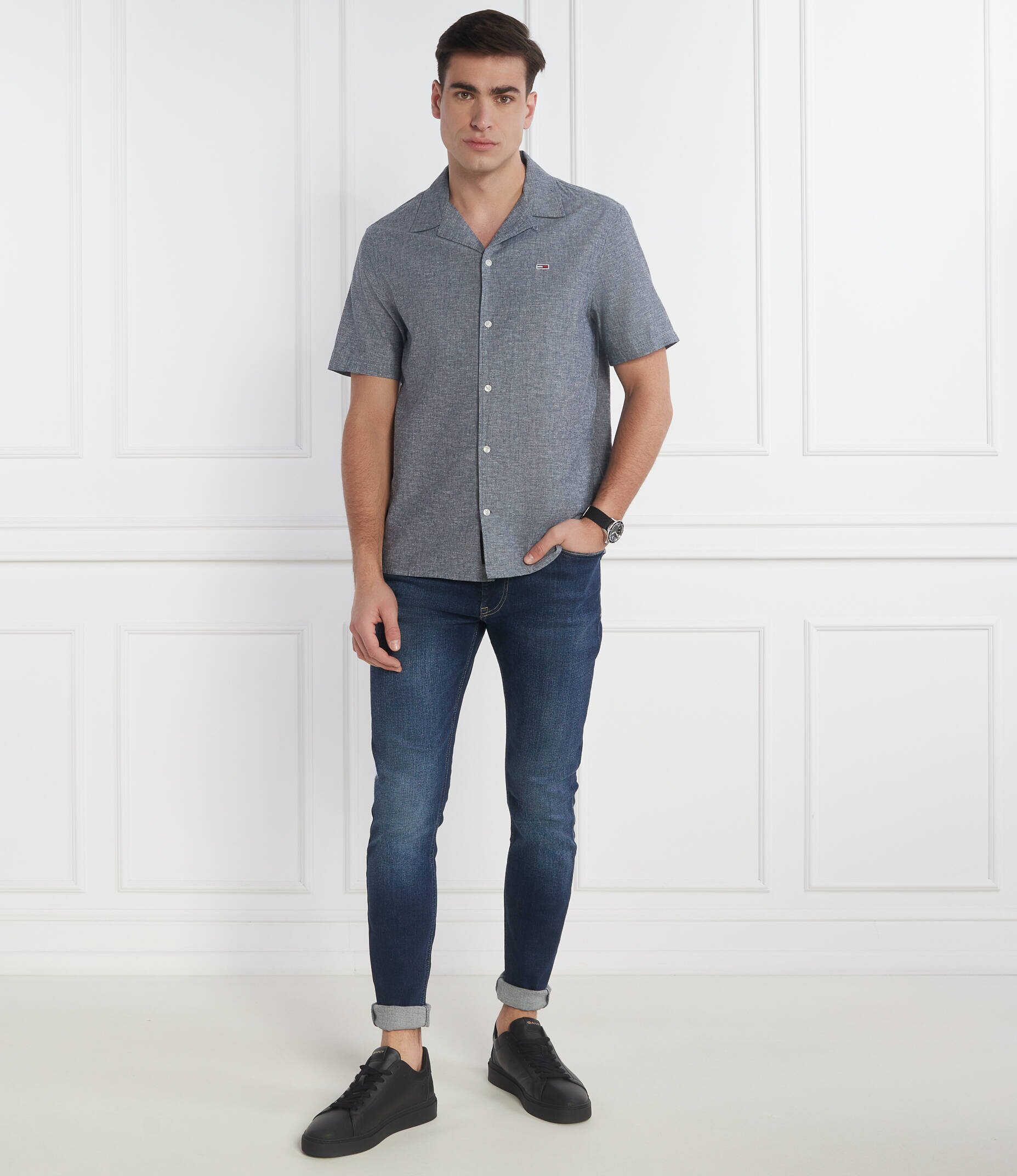 Tommy Jeans Cămașă | Regular Fit | cu adaos de in