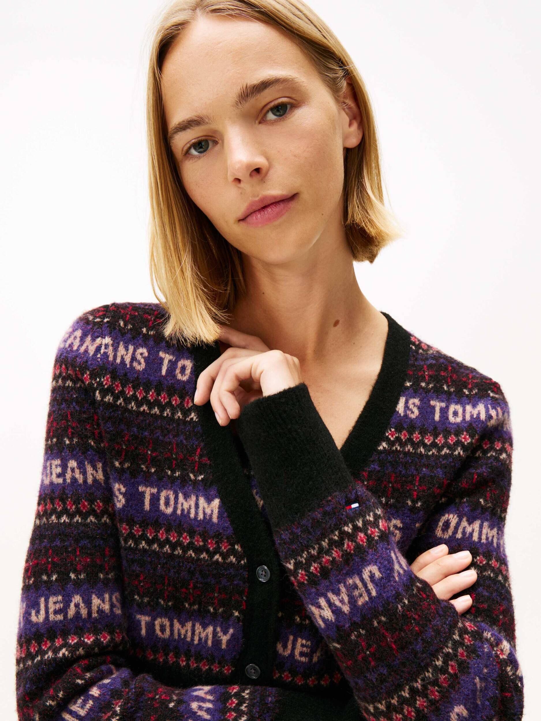 Tommy Jeans Cardigan FAIRISLE | Cropped Fit cu adaos de lână
