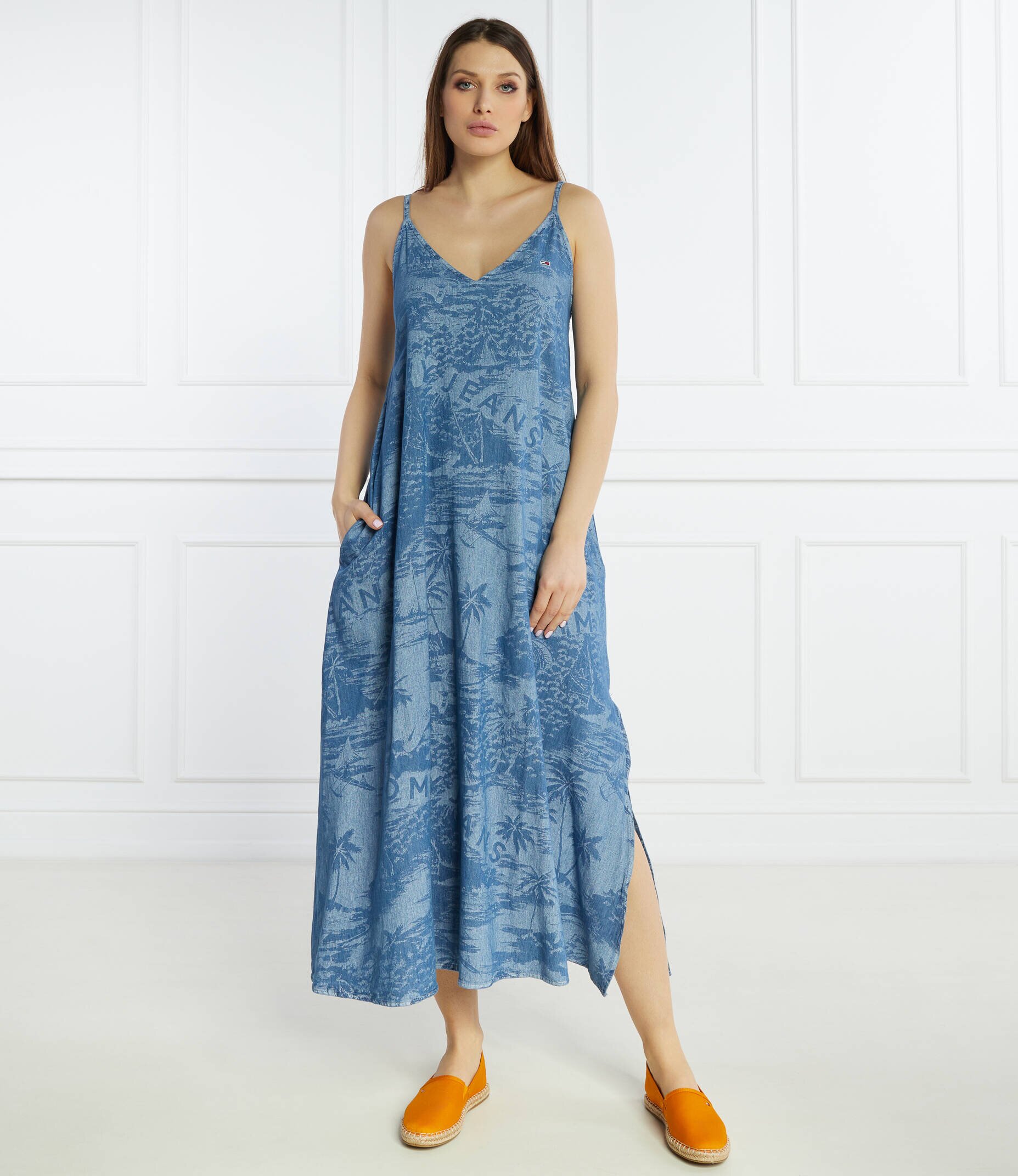 Tommy Jeans De blugi rochie LASER CHAMBRAY