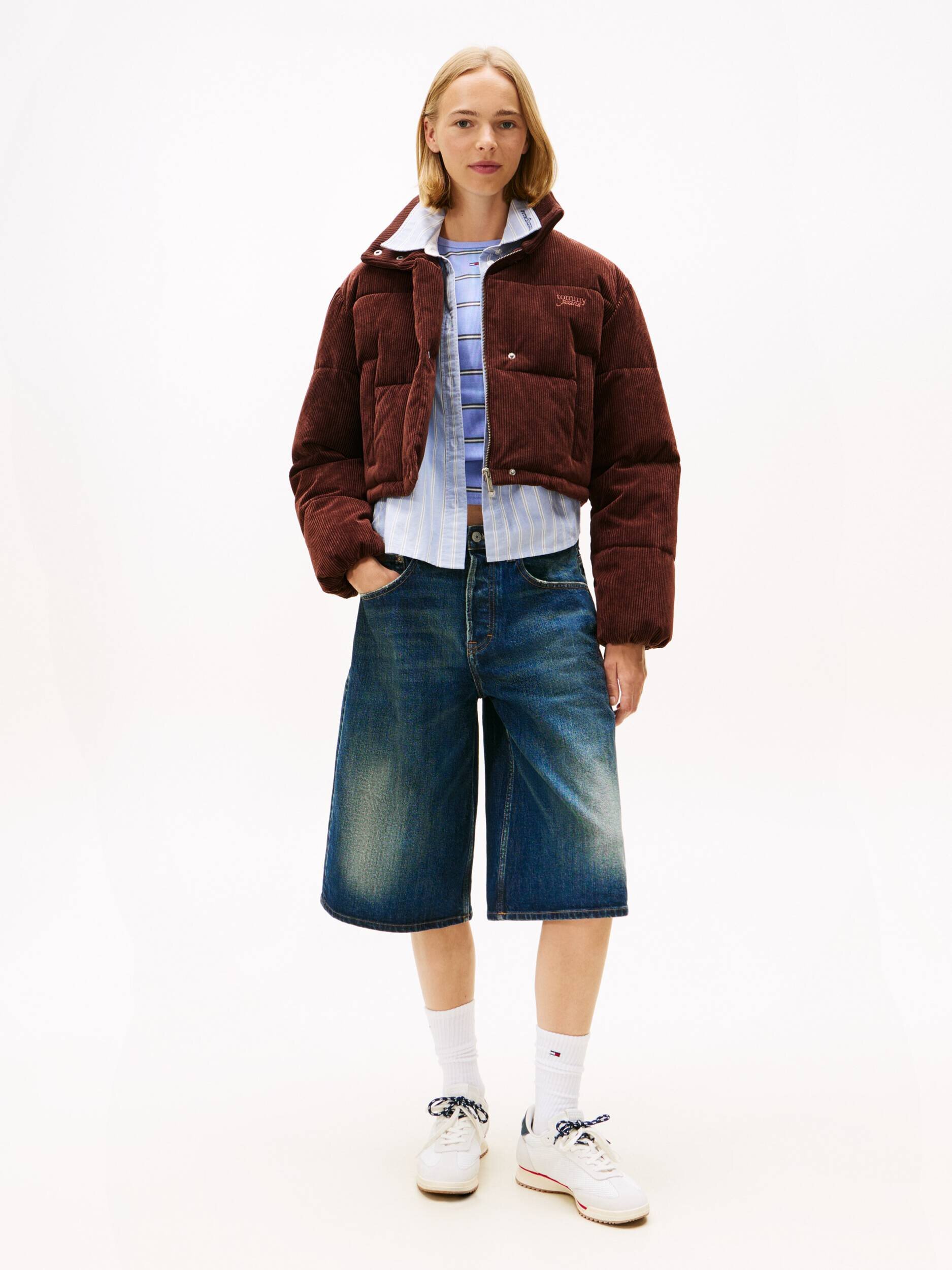 Tommy Jeans Geacă | Cropped Fit | catifea reiată