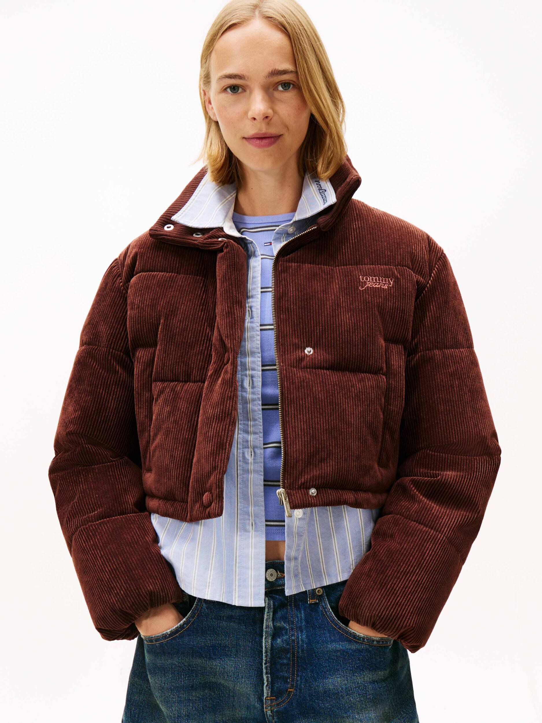 Tommy Jeans Geacă | Cropped Fit | catifea reiată