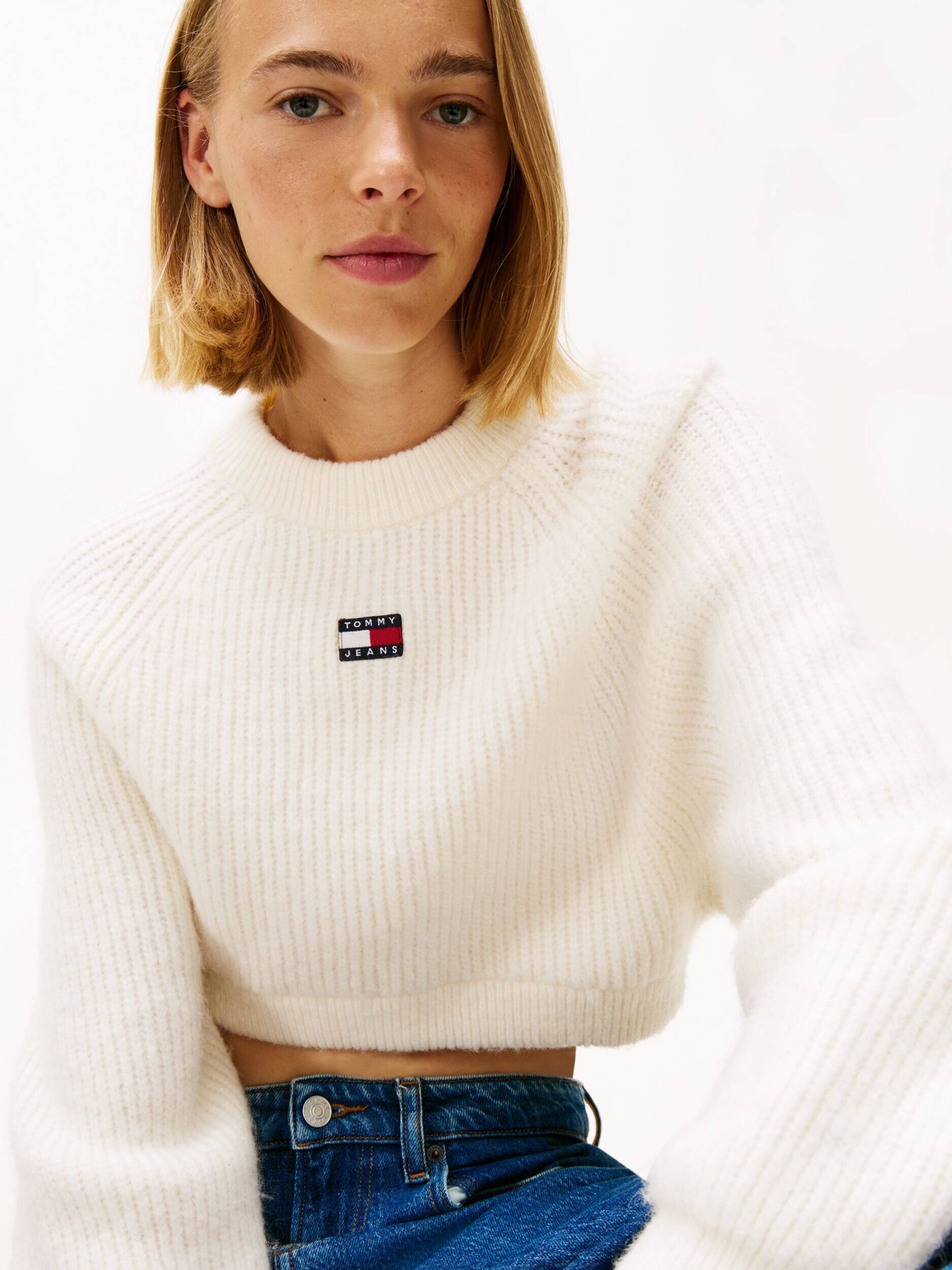 Tommy Jeans Pulover | Cropped Fit cu adaos de lână