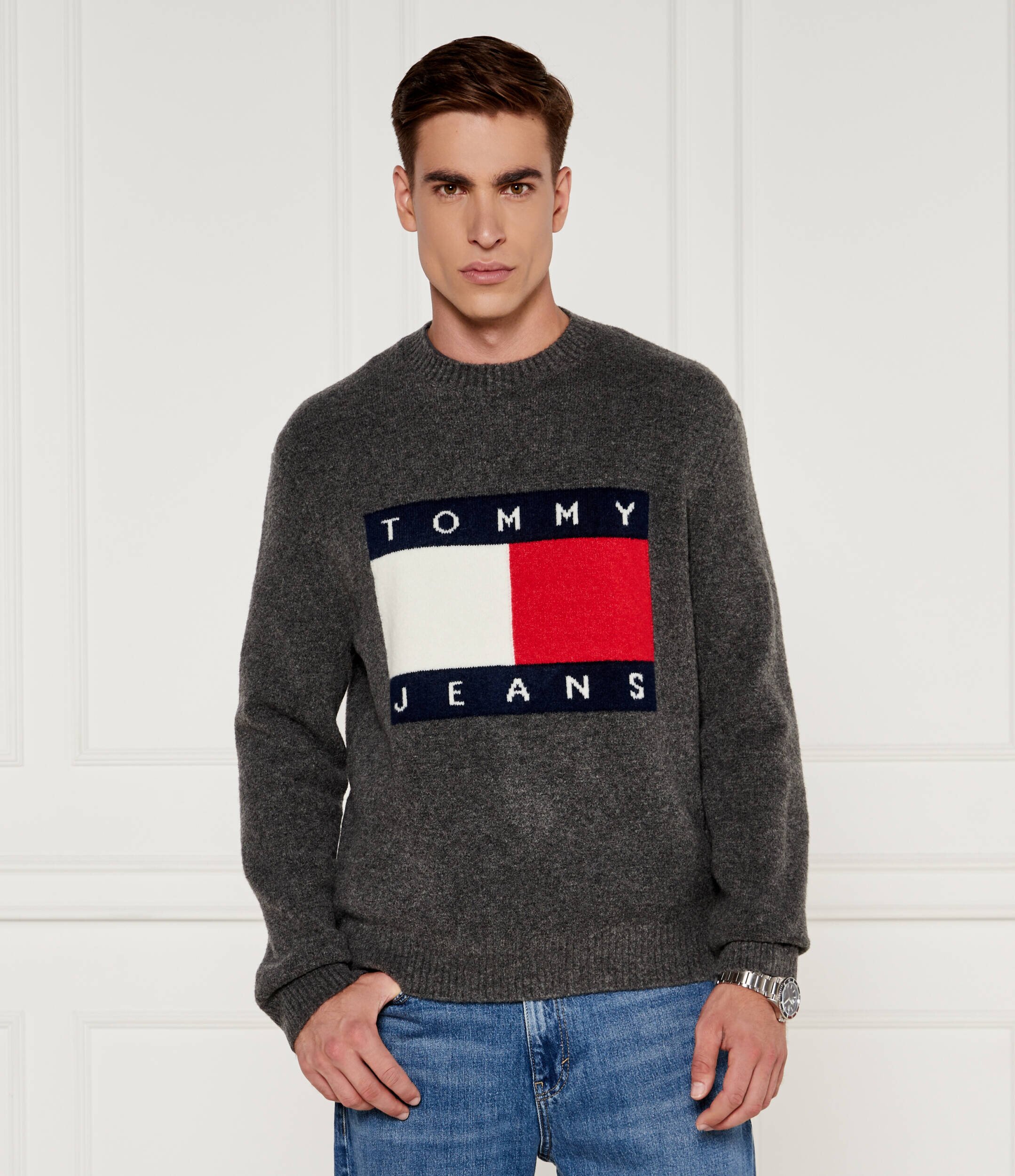 Tommy Jeans Pulover | Regular Fit cu adaos de lână