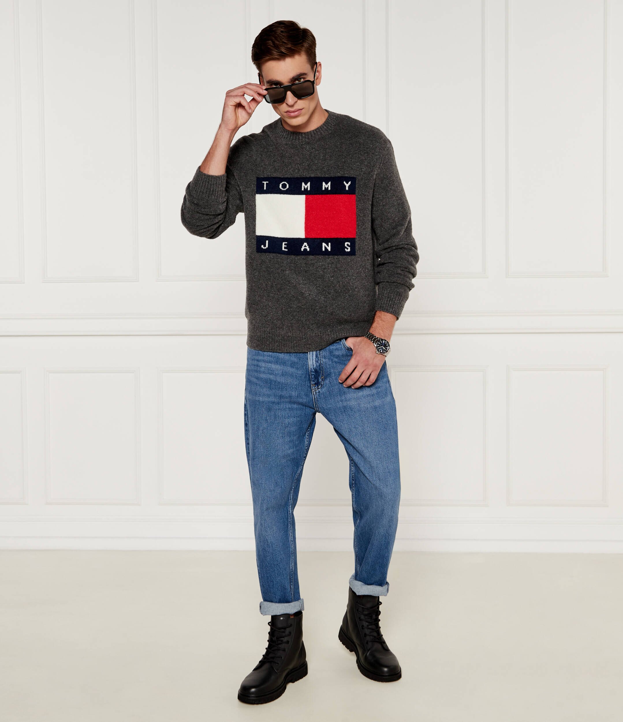 Tommy Jeans Pulover | Regular Fit cu adaos de lână
