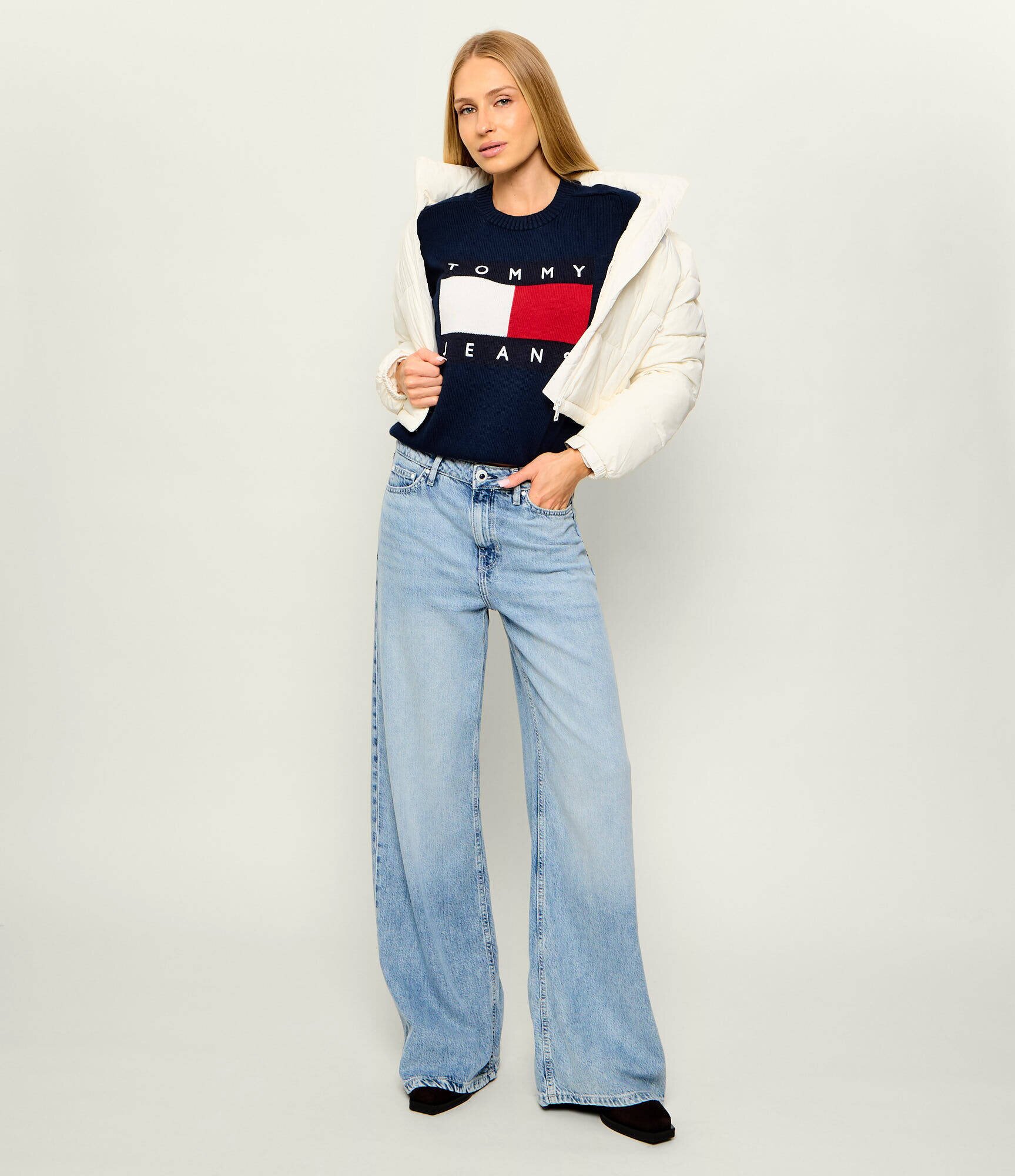 Tommy Jeans Pulover | Relaxed fit cu adaos de lână