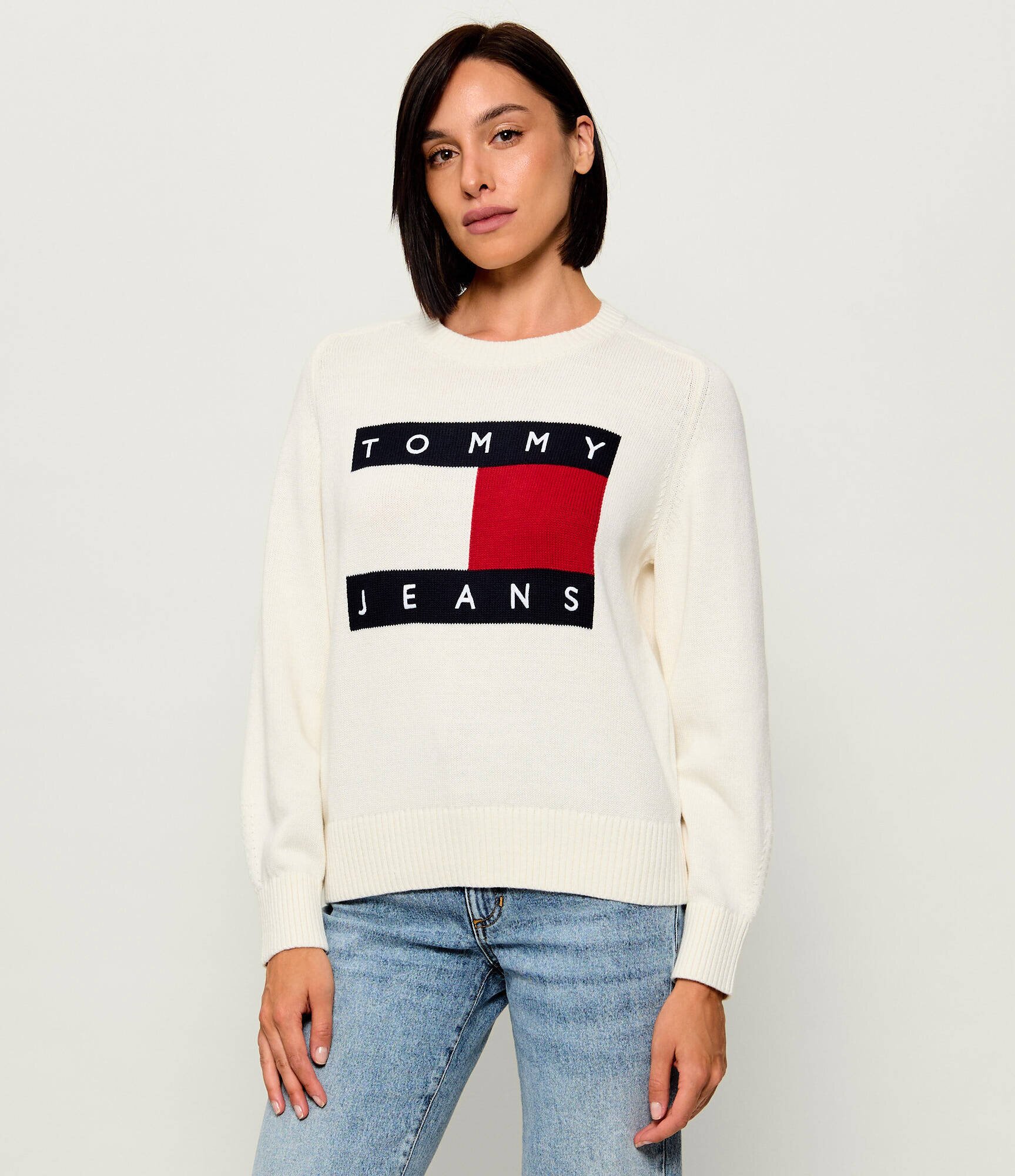 Tommy Jeans Pulover | Relaxed fit cu adaos de lână