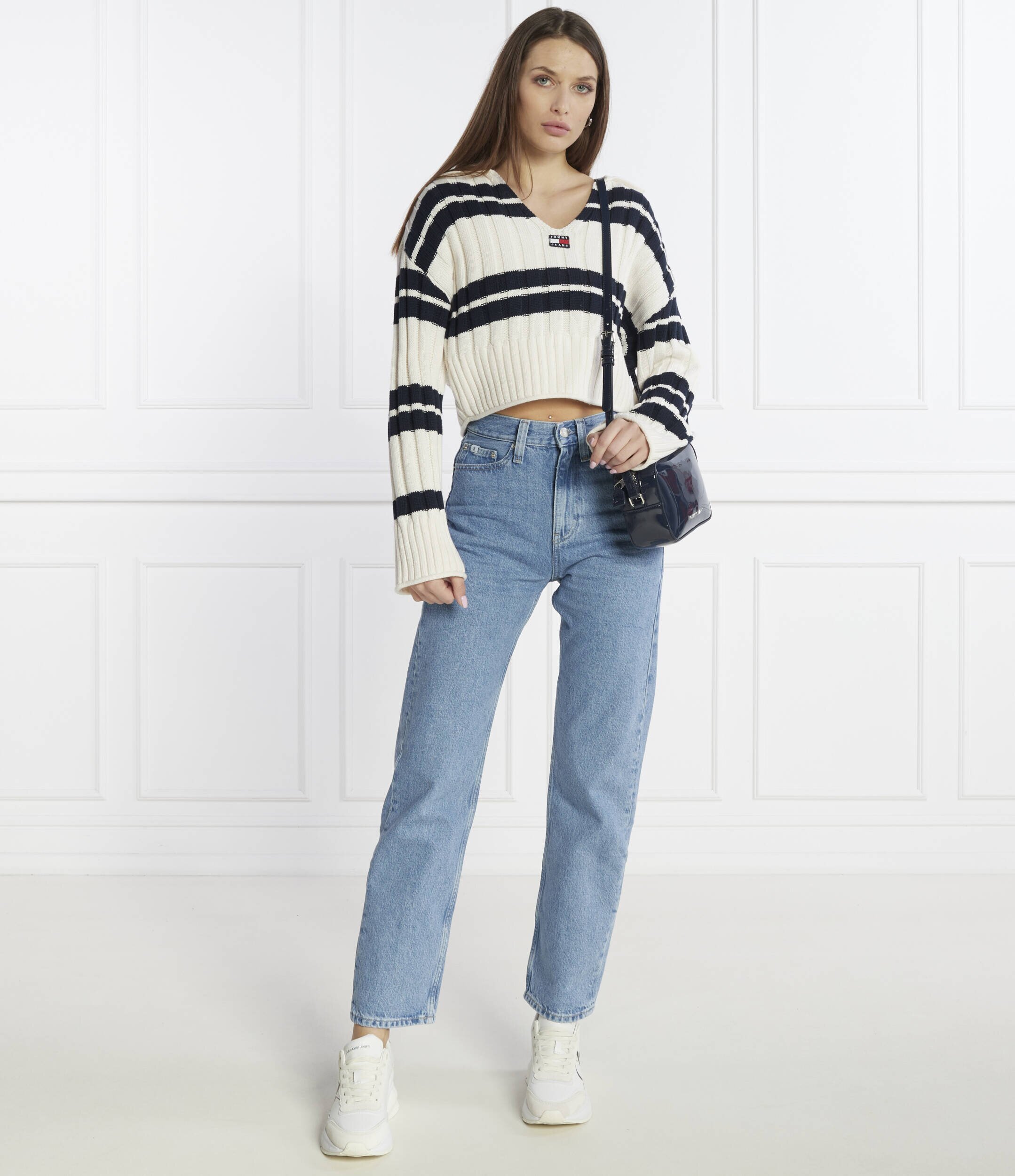 Tommy Jeans Pulover STRIPE EXT | Cropped Fit