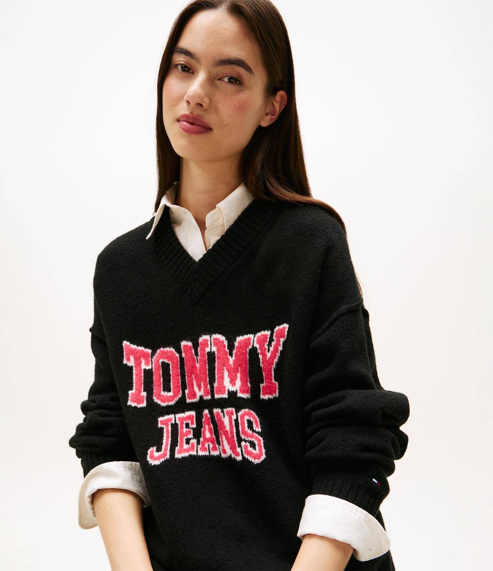Tommy Jeans Rochie VARSITY cu adaos de lână