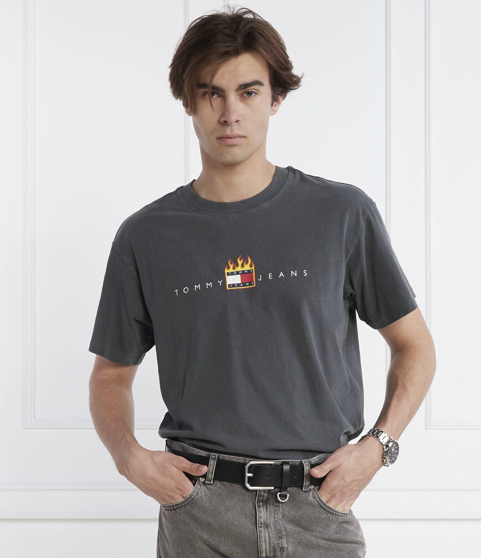 Tommy Jeans Tricou LINEAR FIRE FLAG | Relaxed fit