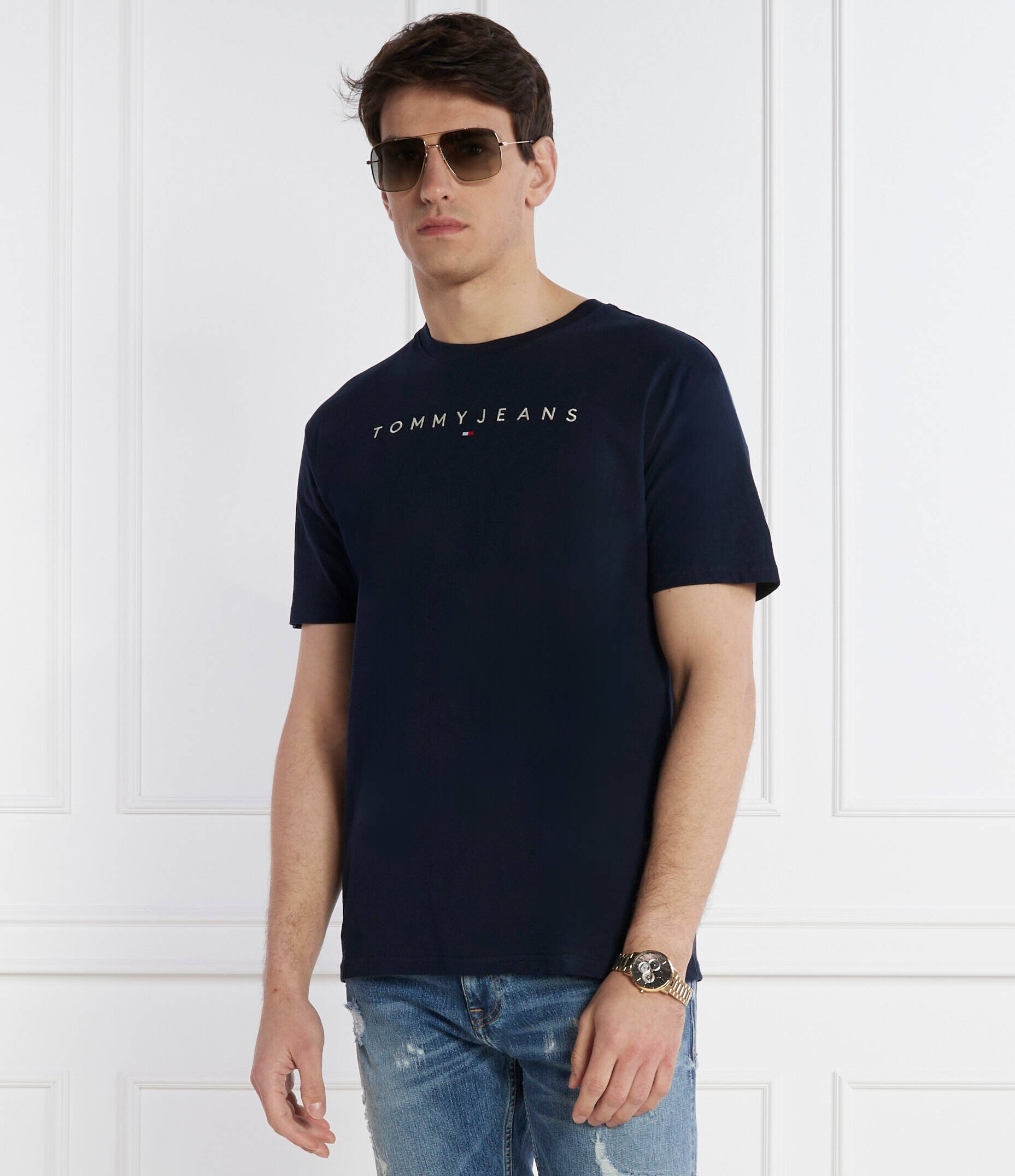 Tommy Jeans Tricou LINEAR LOGO TEE EXT | Regular Fit