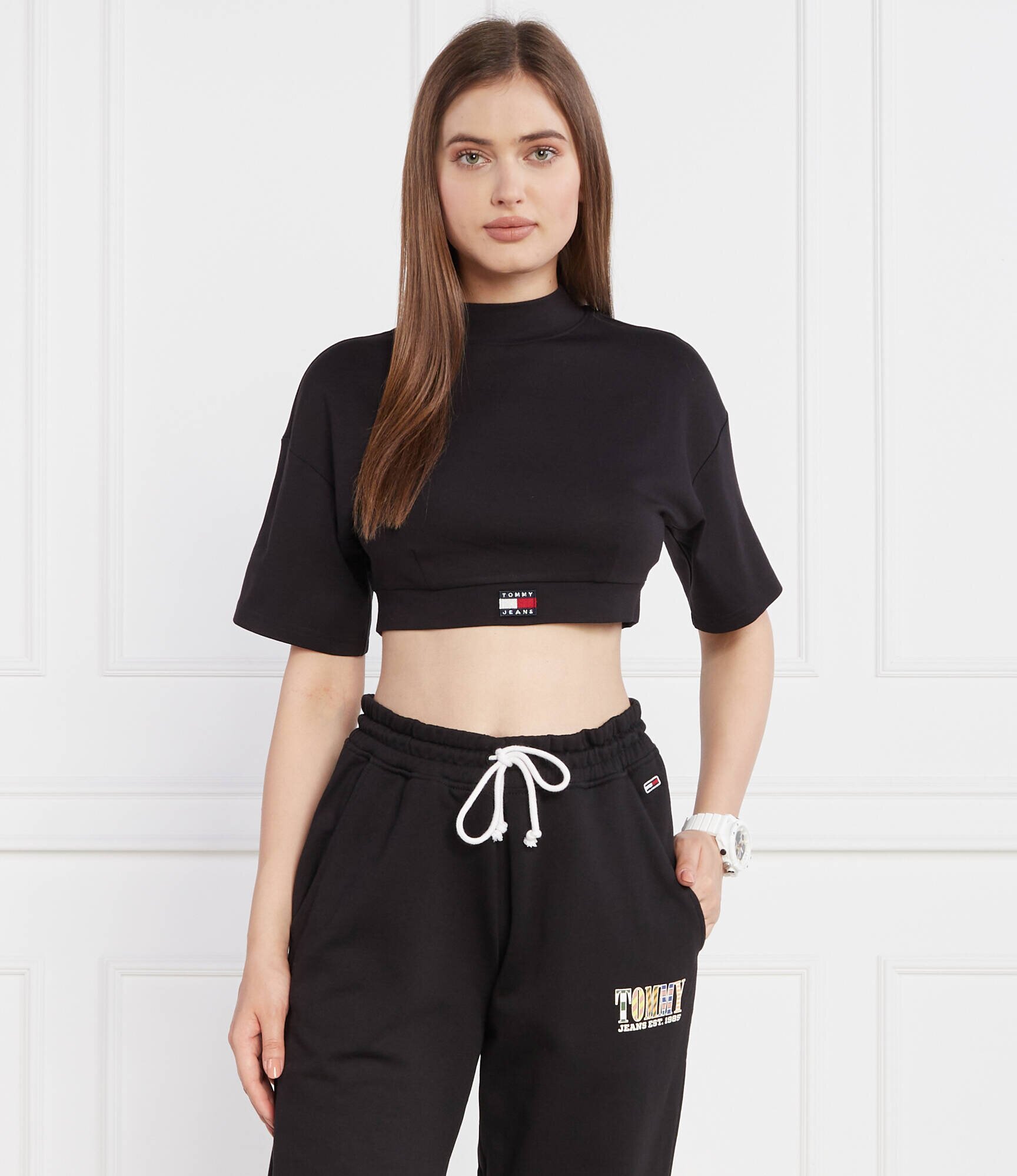 Tommy Jeans Tricou TJW SP CRP XS BADGE MOCK NECK | Cropped Fit