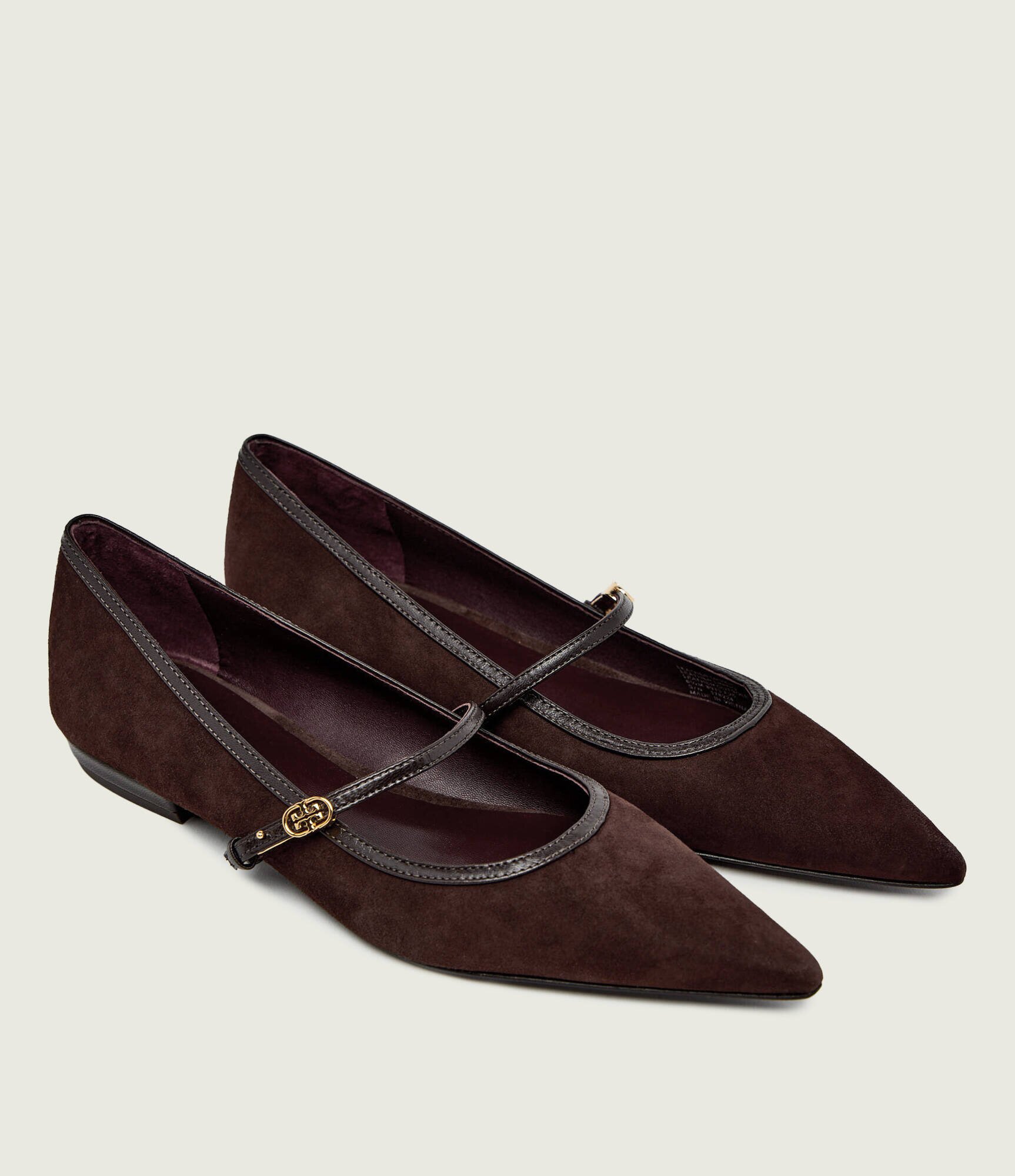 Tory Burch Balerini Double T Mary Jane | piele întoarsă