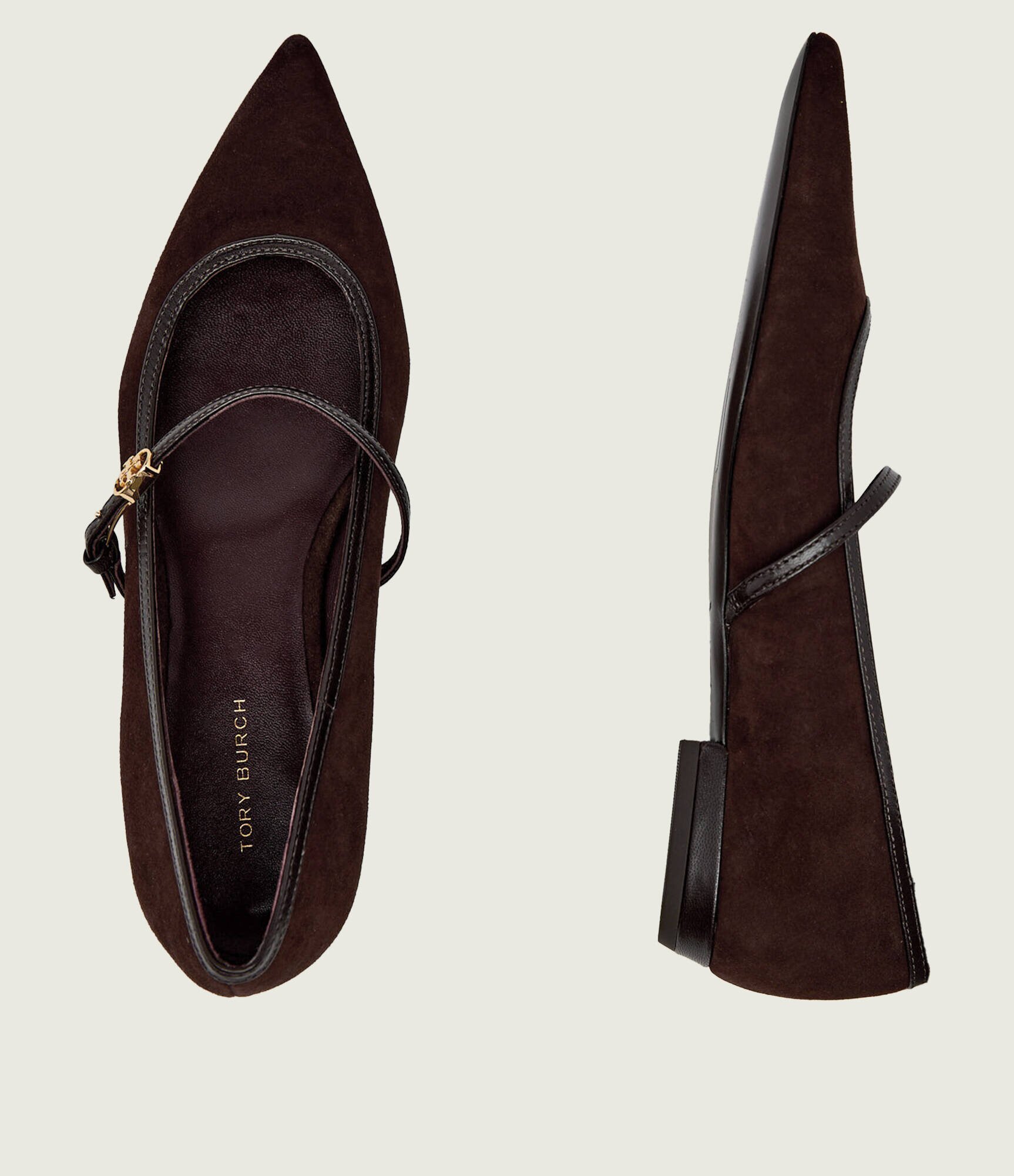 Tory Burch Balerini Double T Mary Jane | piele întoarsă