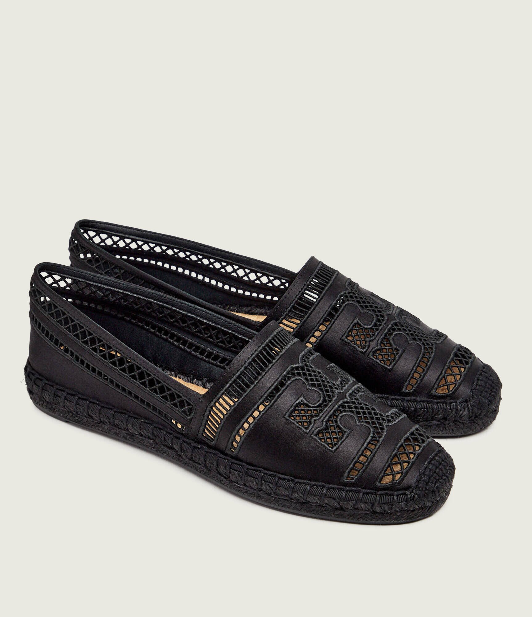Tory Burch Espadrile Open Weave cu adaos de piele