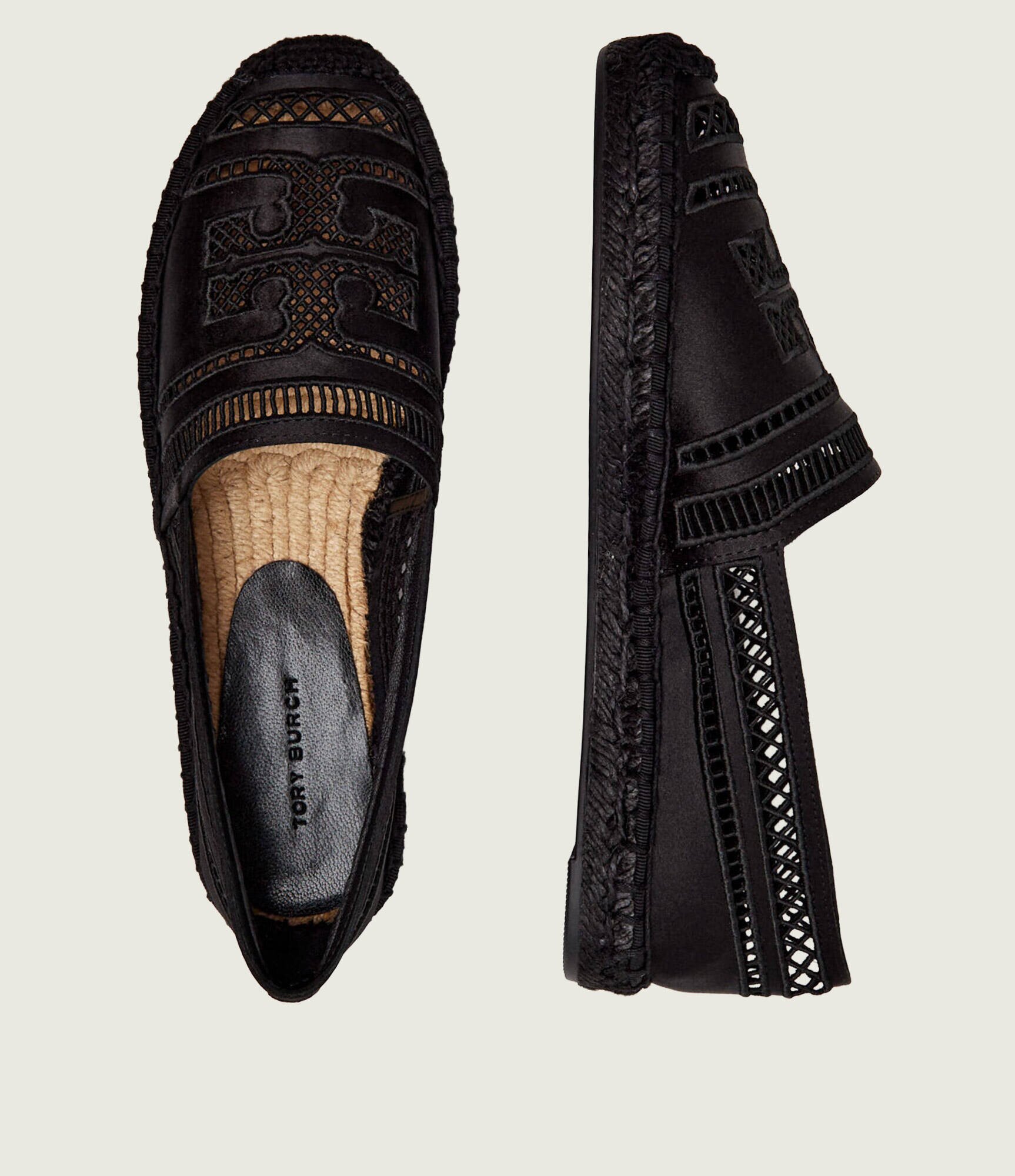 Tory Burch Espadrile Open Weave cu adaos de piele