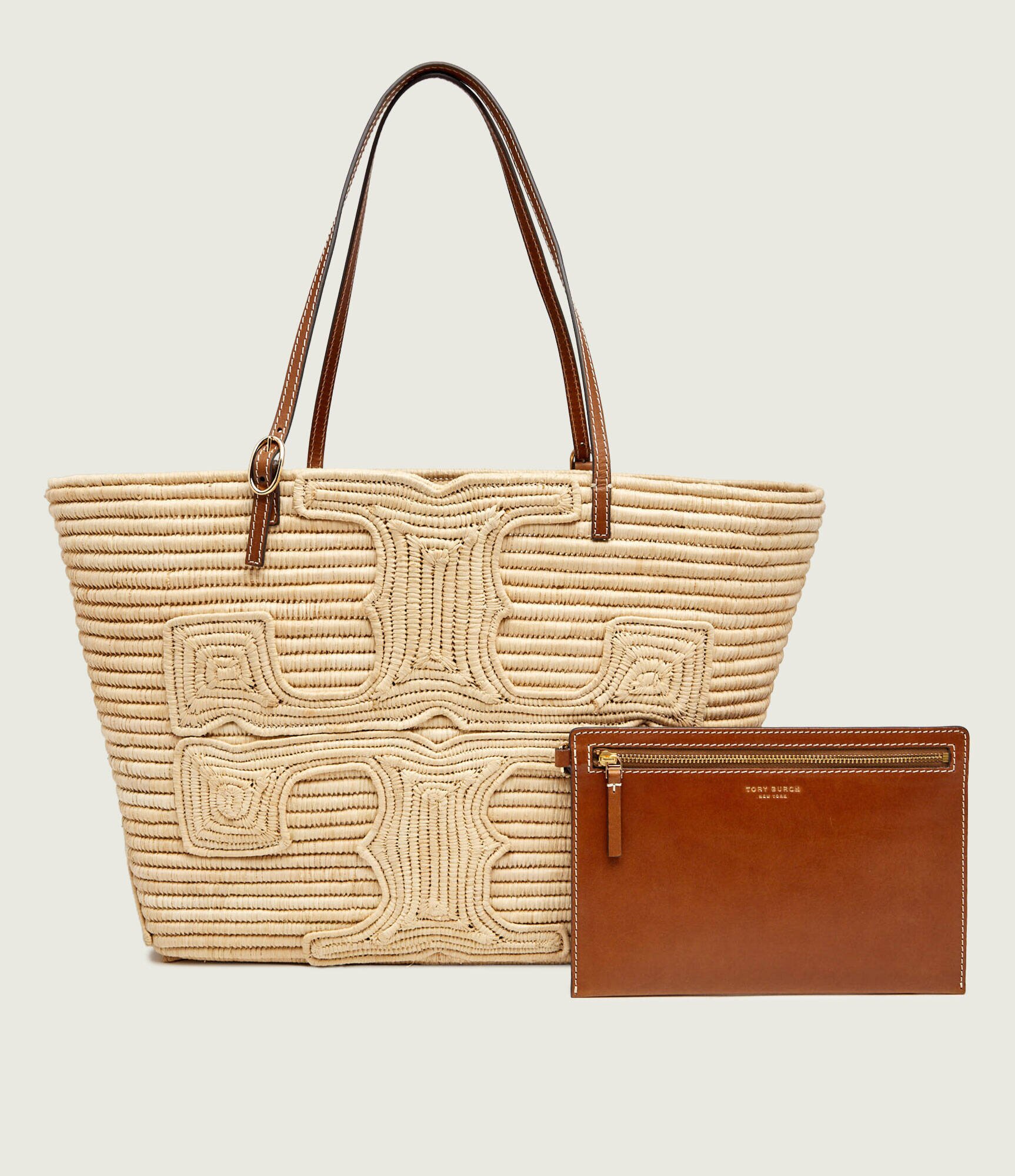 Tory Burch Geantă shopper + borsetă Ella | x Doum cu adaos de piele