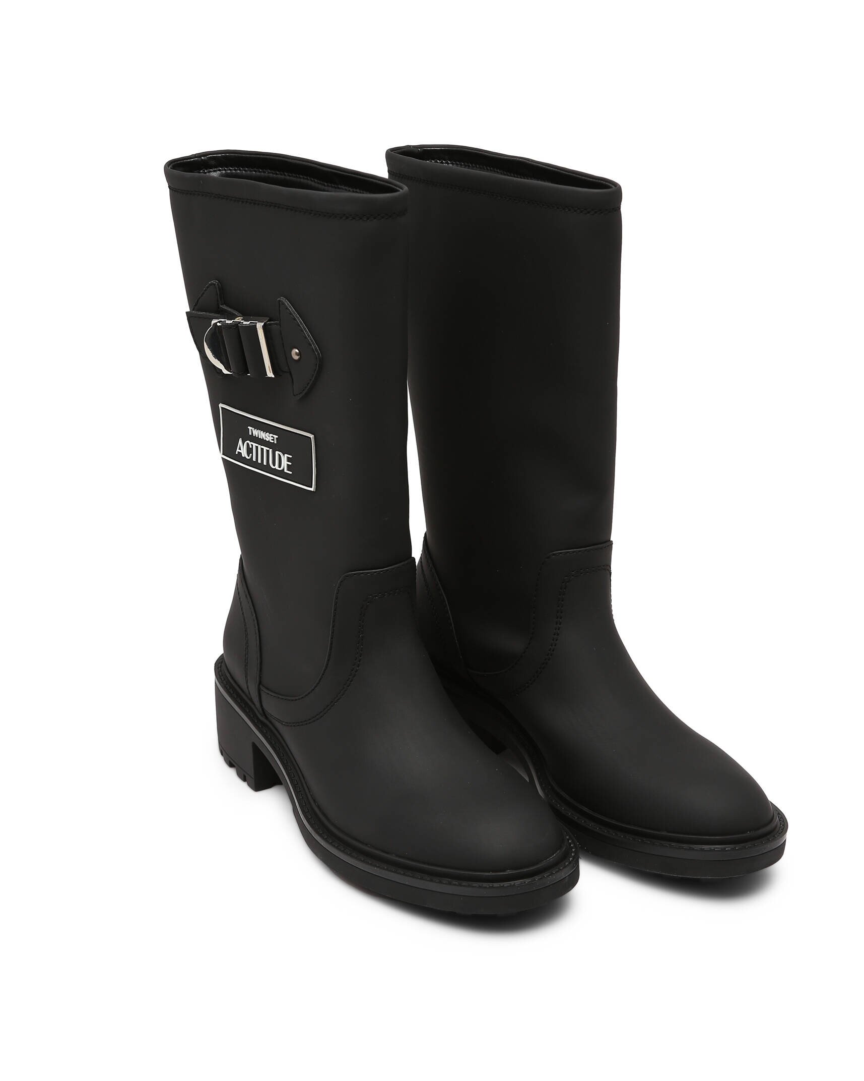 Twinset Actitude Cizme Biker cu adaos de piele