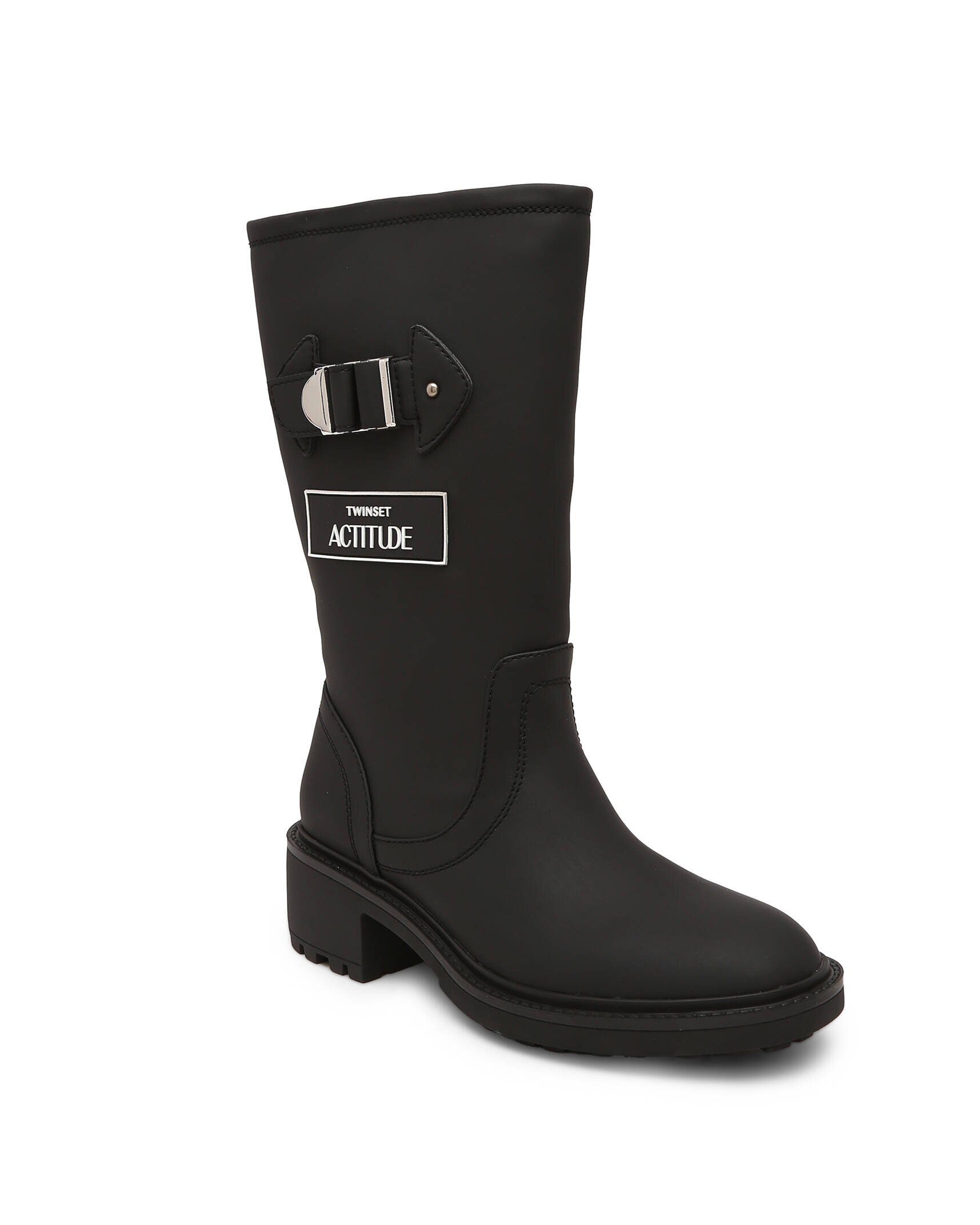 Twinset Actitude Cizme Biker cu adaos de piele