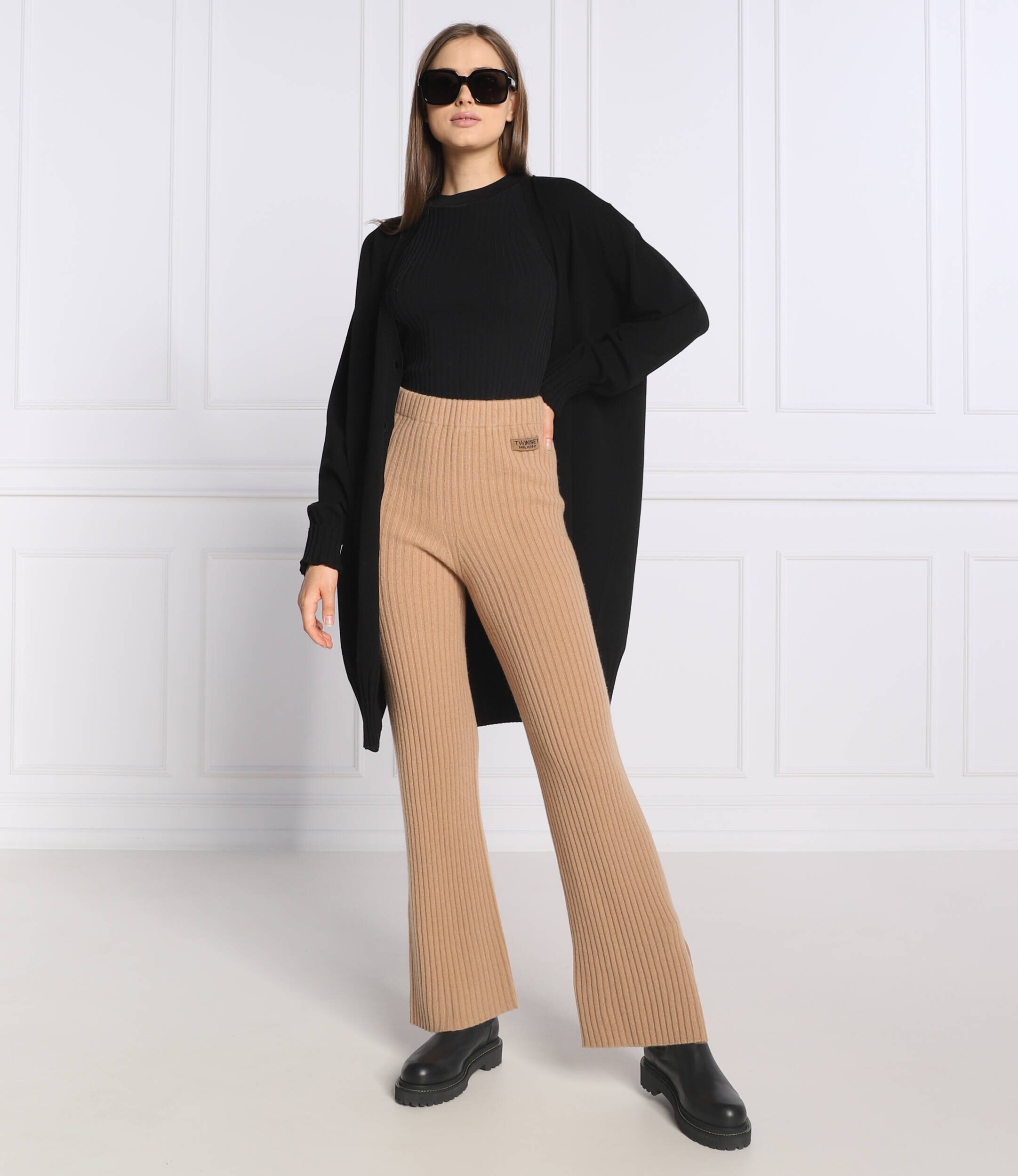 TWINSET De lână pantaloni de tricot | Relaxed fit cu adaos de cașmir