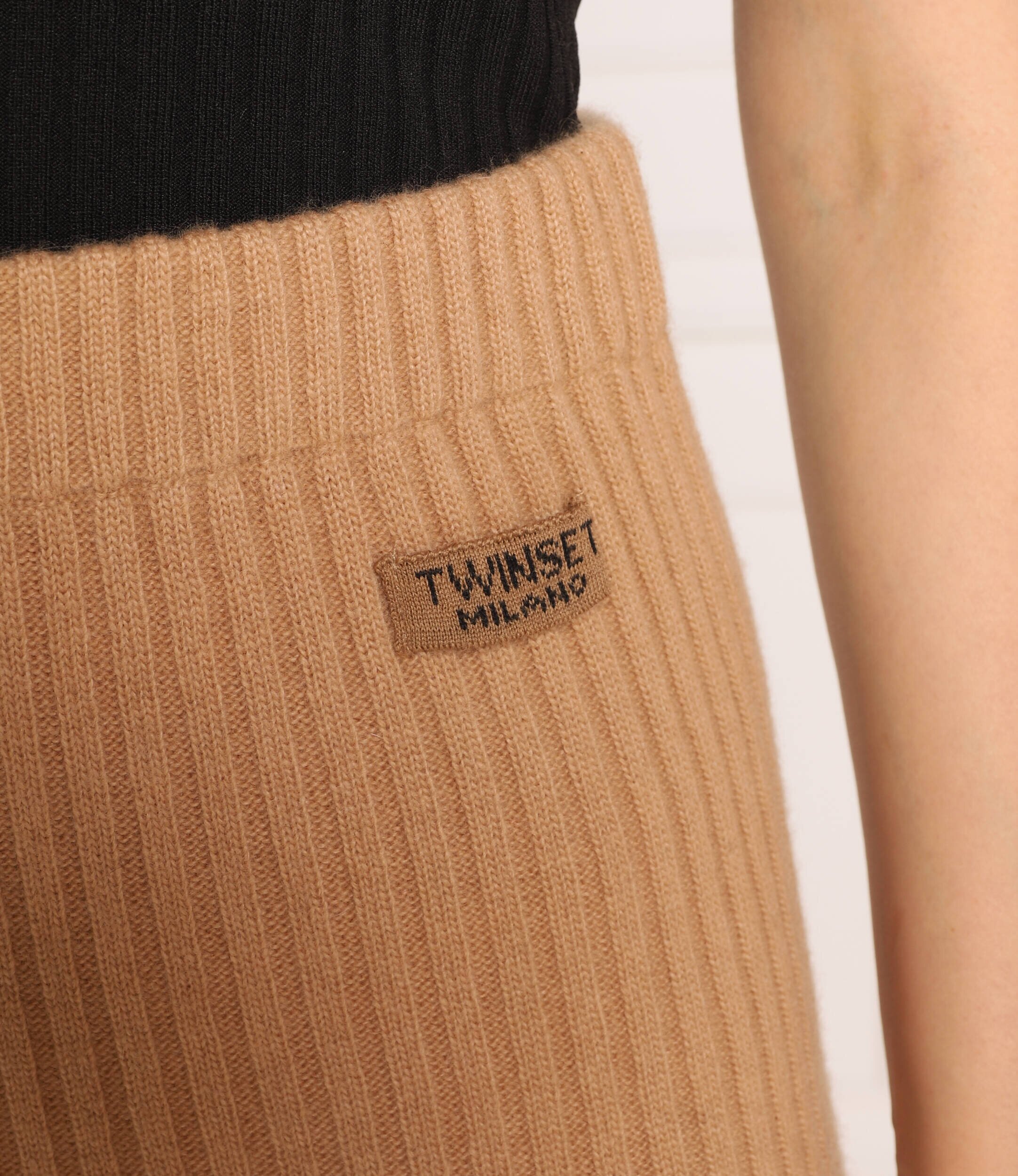 TWINSET De lână pantaloni de tricot | Relaxed fit cu adaos de cașmir