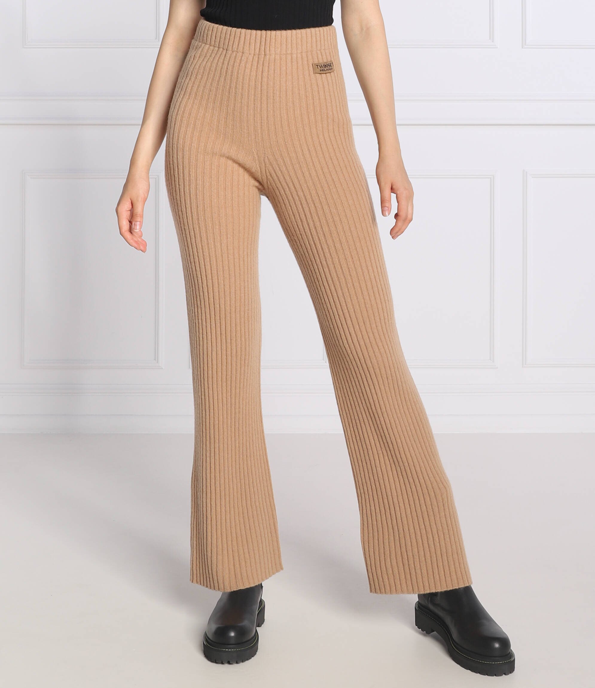 TWINSET De lână pantaloni de tricot | Relaxed fit cu adaos de cașmir