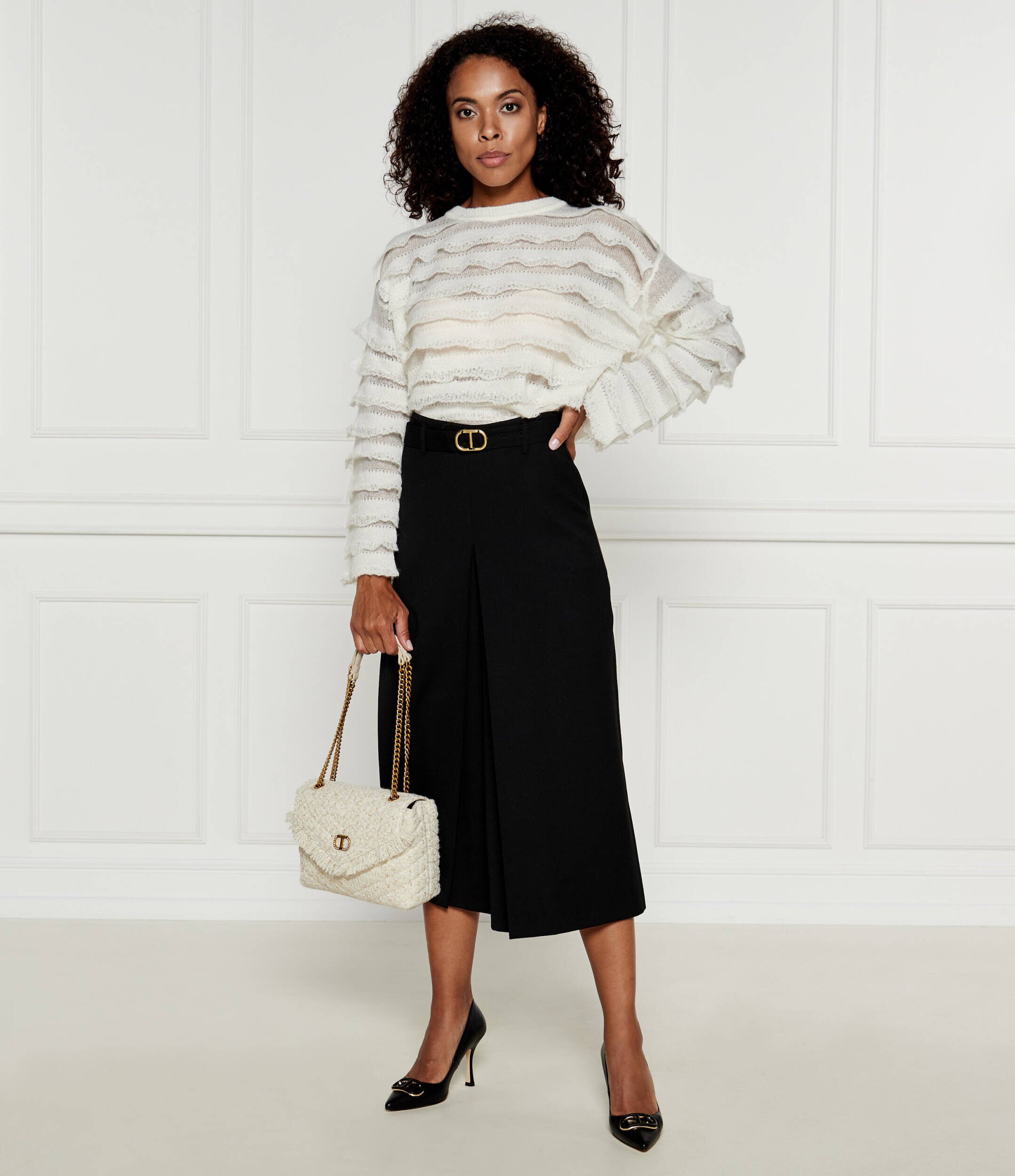 TWINSET Pantaloni | Loose fit cu adaos de lână