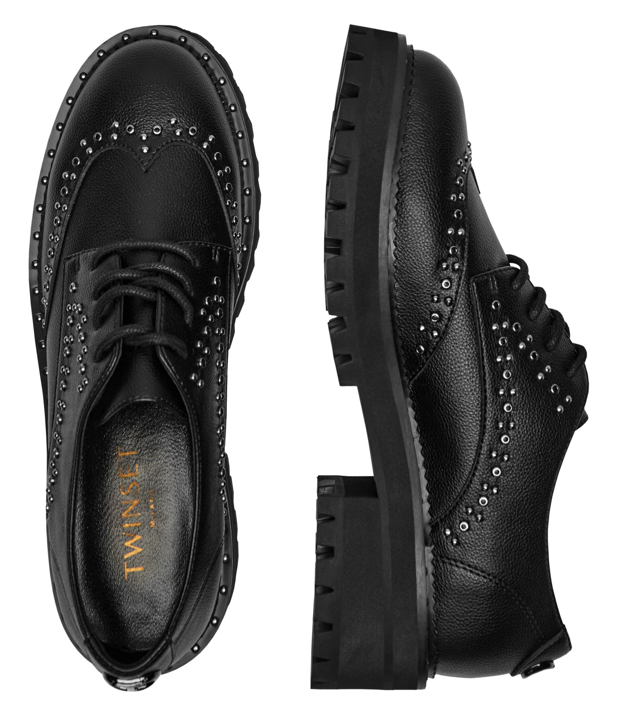 TWINSET Pantofi derby cu adaos de piele