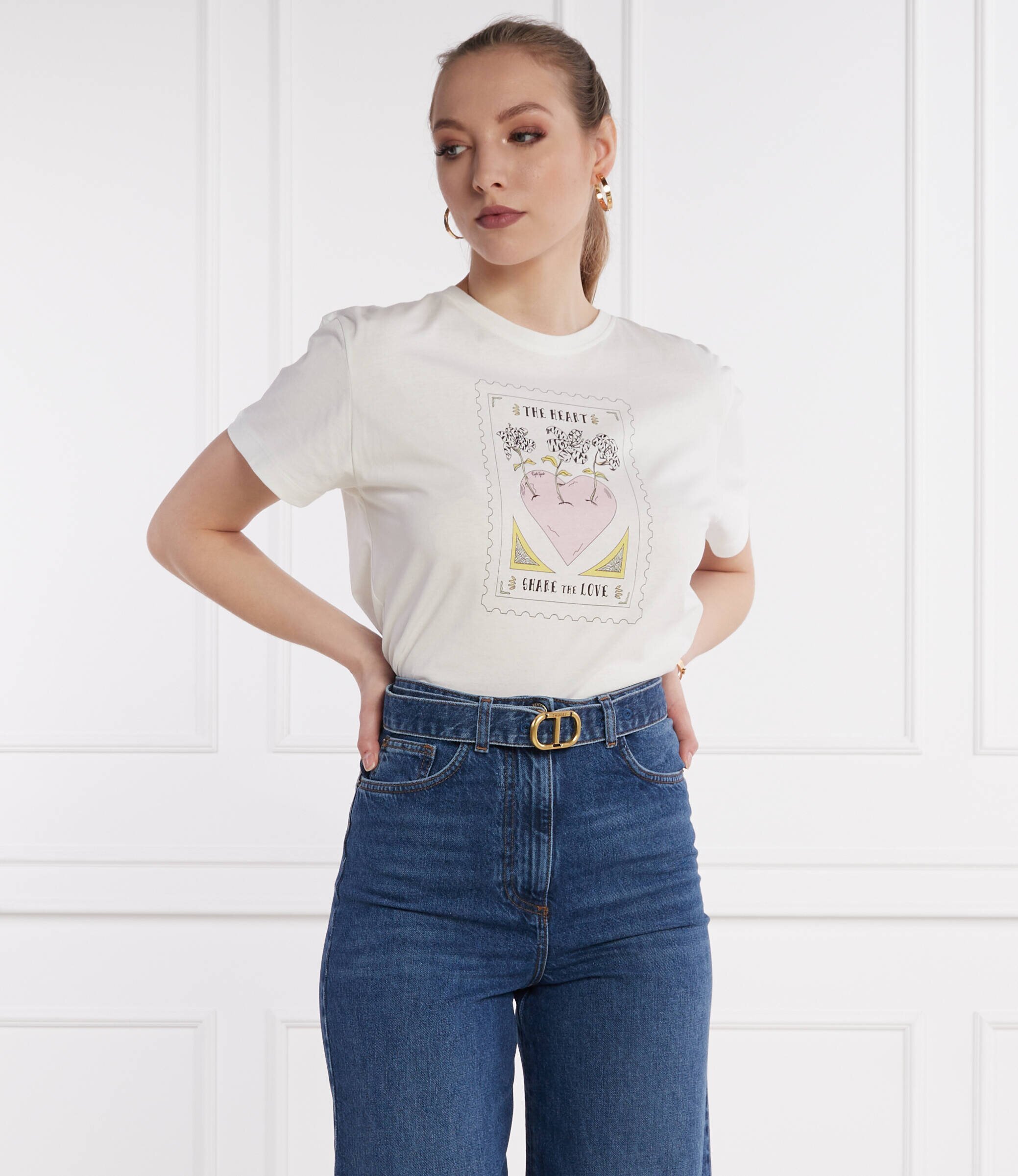 TWINSET Tricou PINK HEART | Regular Fit