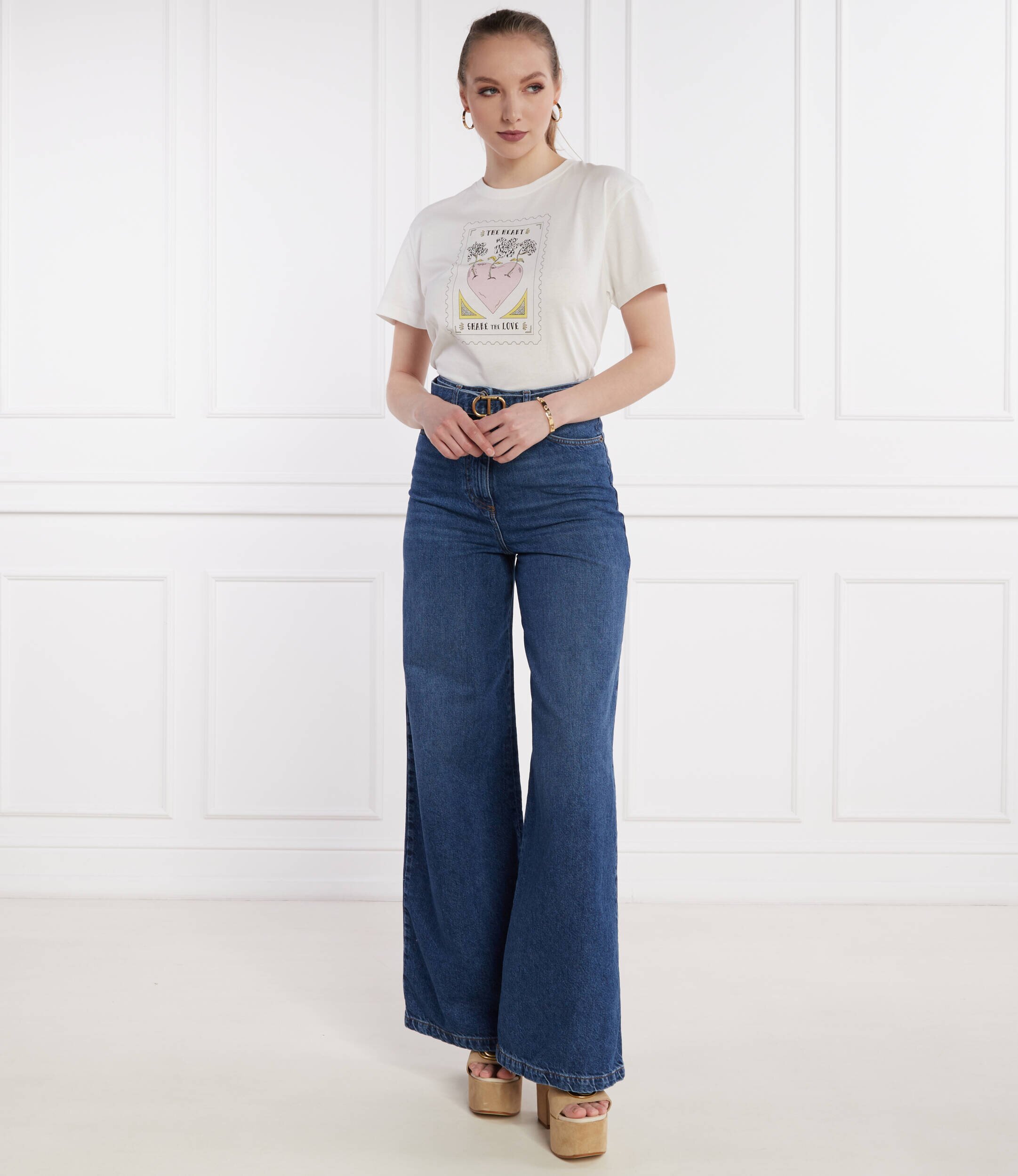 TWINSET Tricou PINK HEART | Regular Fit