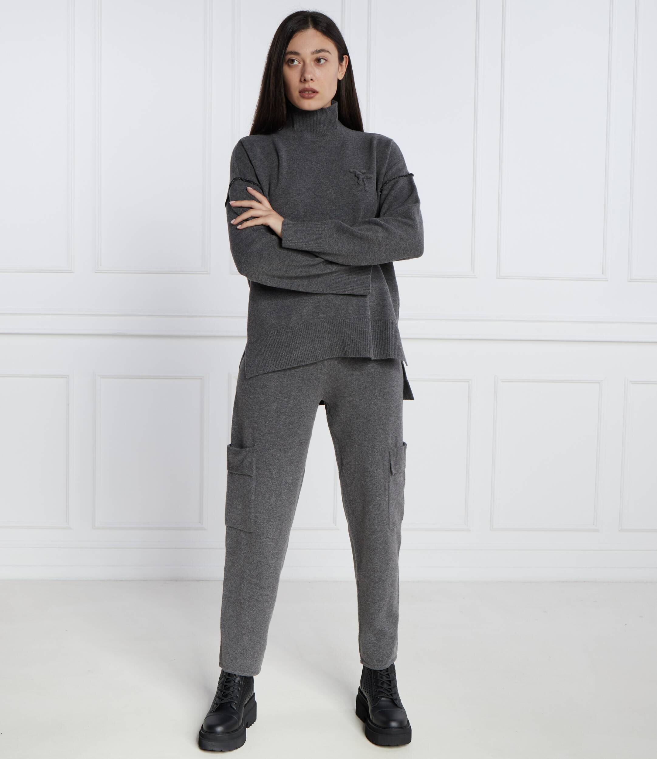 Twinset U&B Pantaloni | Straight fit cu adaos de lână