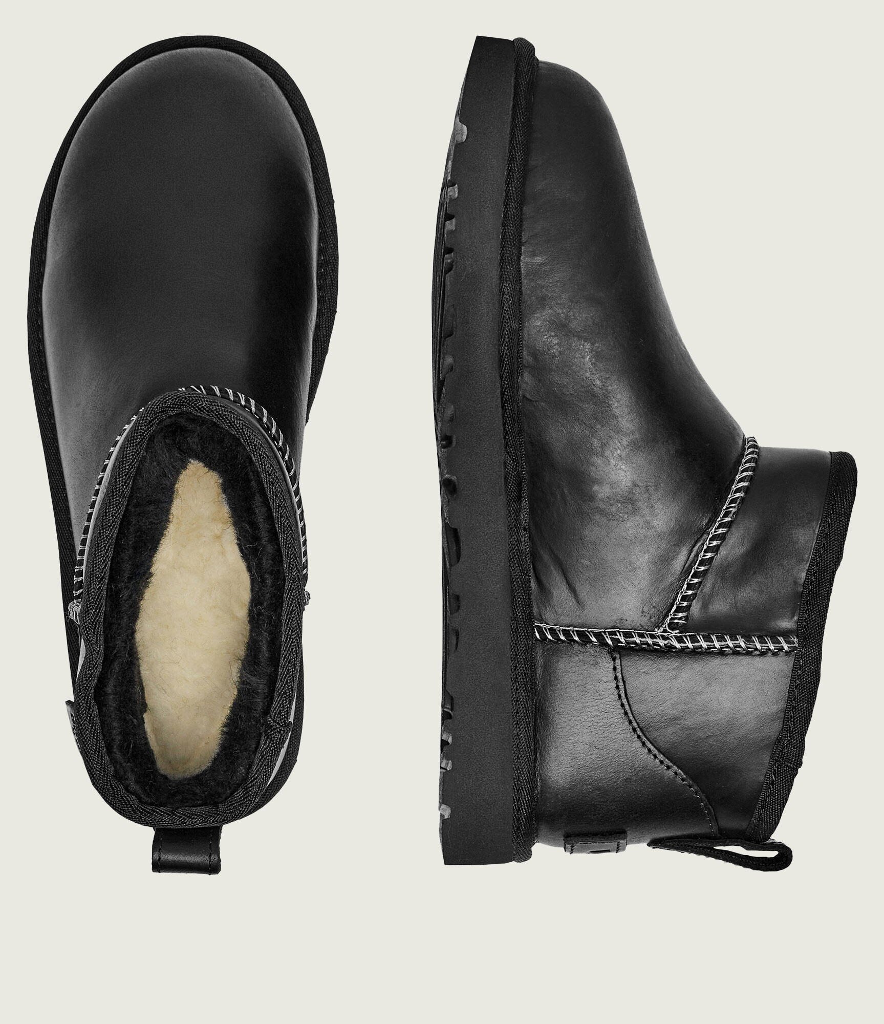 UGG De piele bocanci Classic Ultra Mini cu adaos de lână
