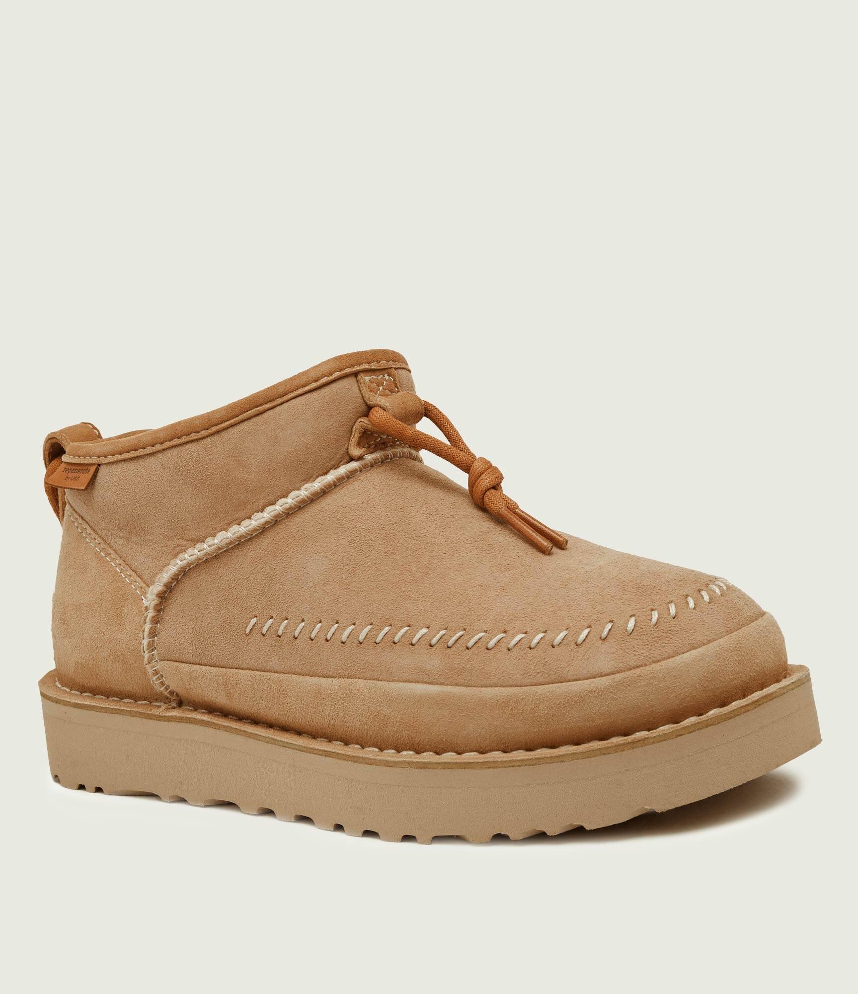 UGG De piele bocanci W ULTRA MINI CRAFTED REGENERATE cu adaos de lână