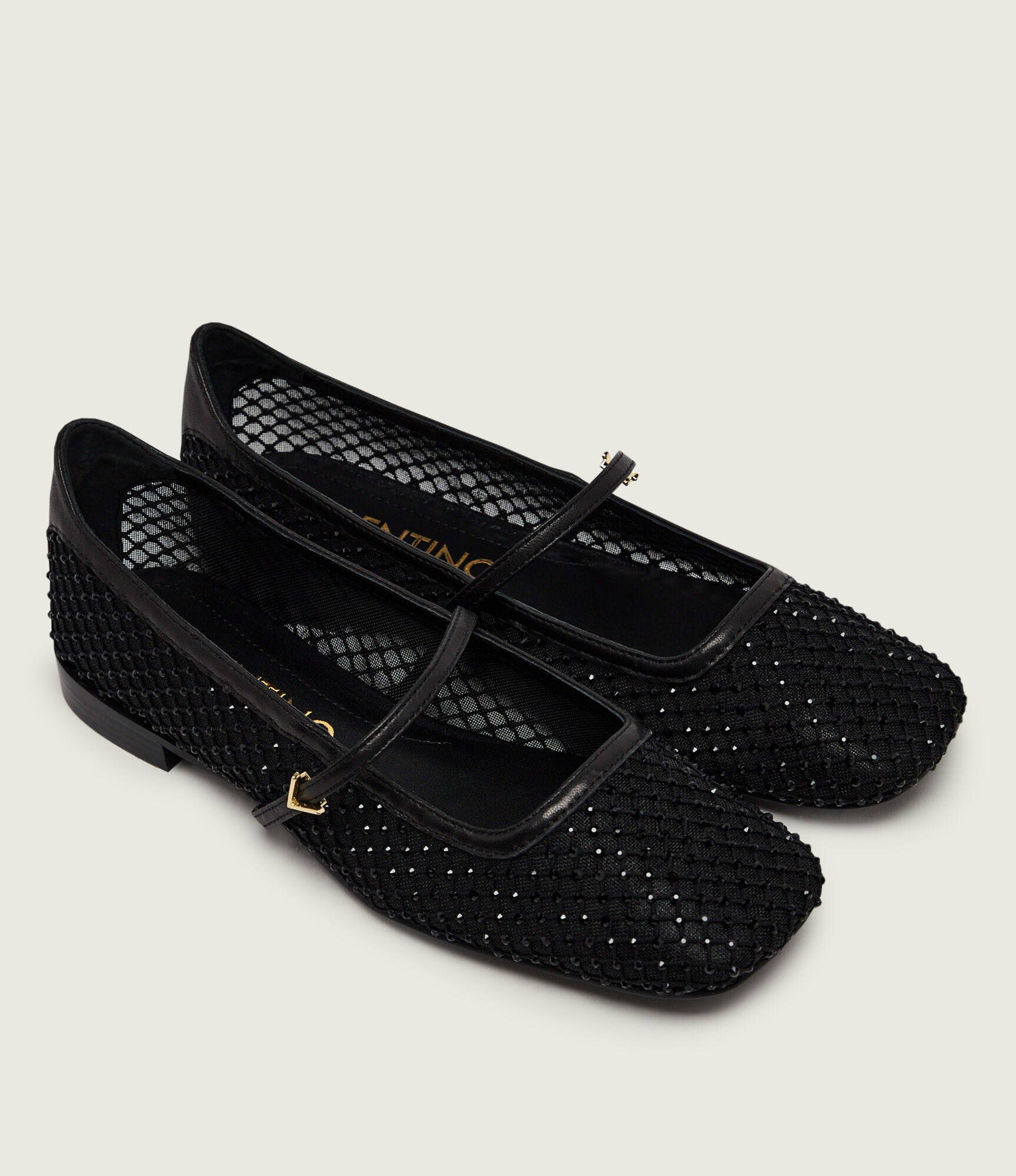 Valentino Balerini Crystal Mary Jane cu adaos de piele
