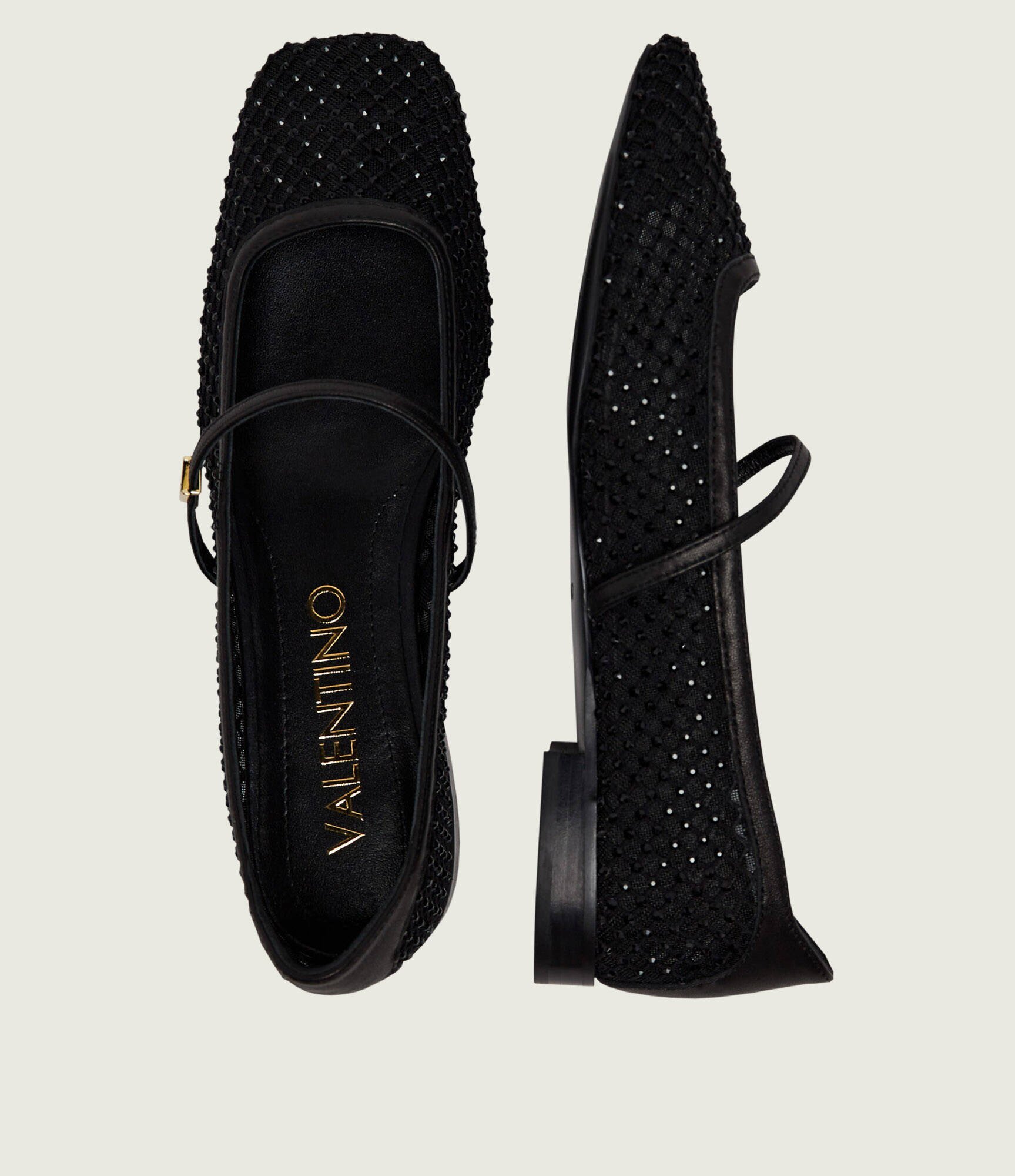 Valentino Balerini Crystal Mary Jane cu adaos de piele