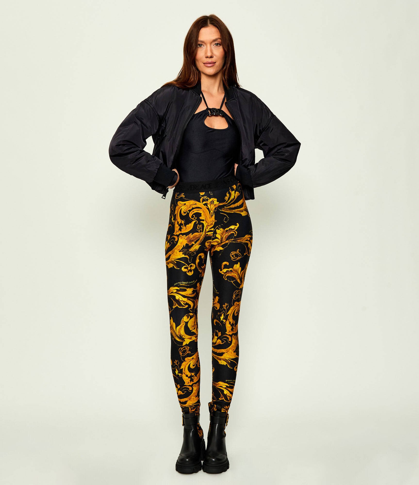 Versace Jeans Couture Colanți BAROCCO PORCELAIN | Skinny fit