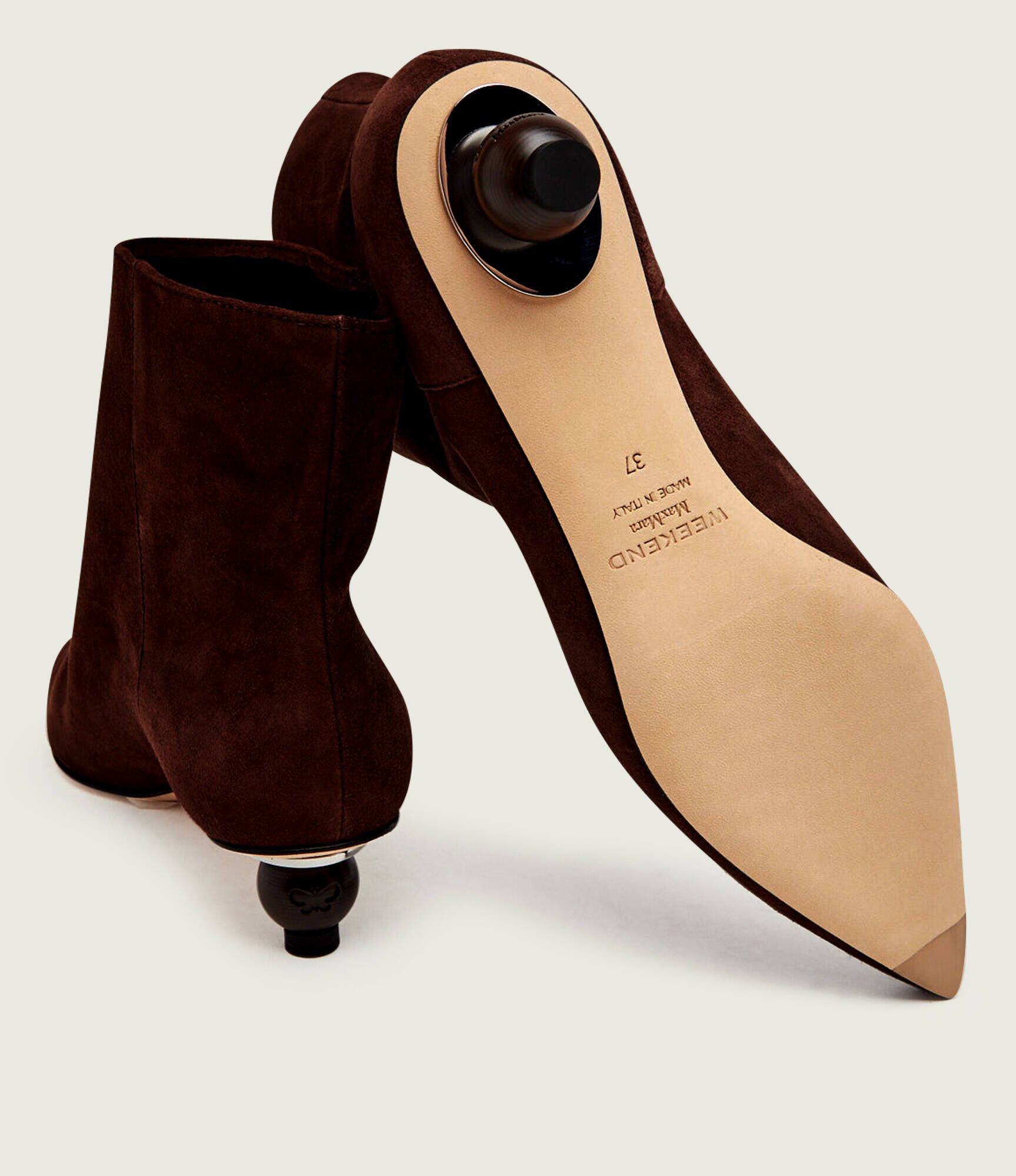 Weekend MaxMara Botine cu toc subțire Wkacapanna | piele întoarsă