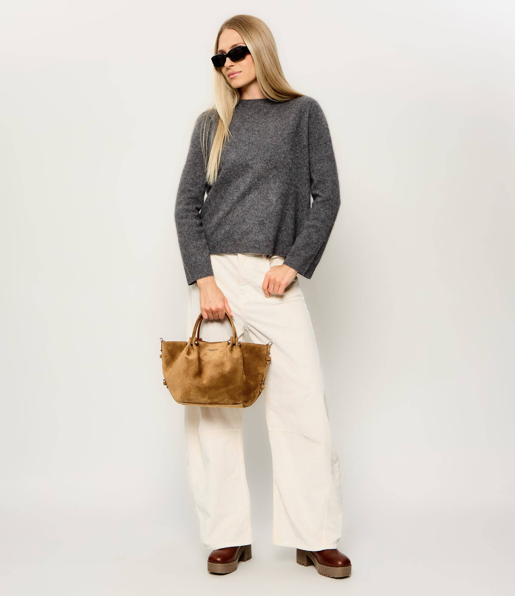Weekend MaxMara Cufăr + borsetă Wkario | piele întoarsă
