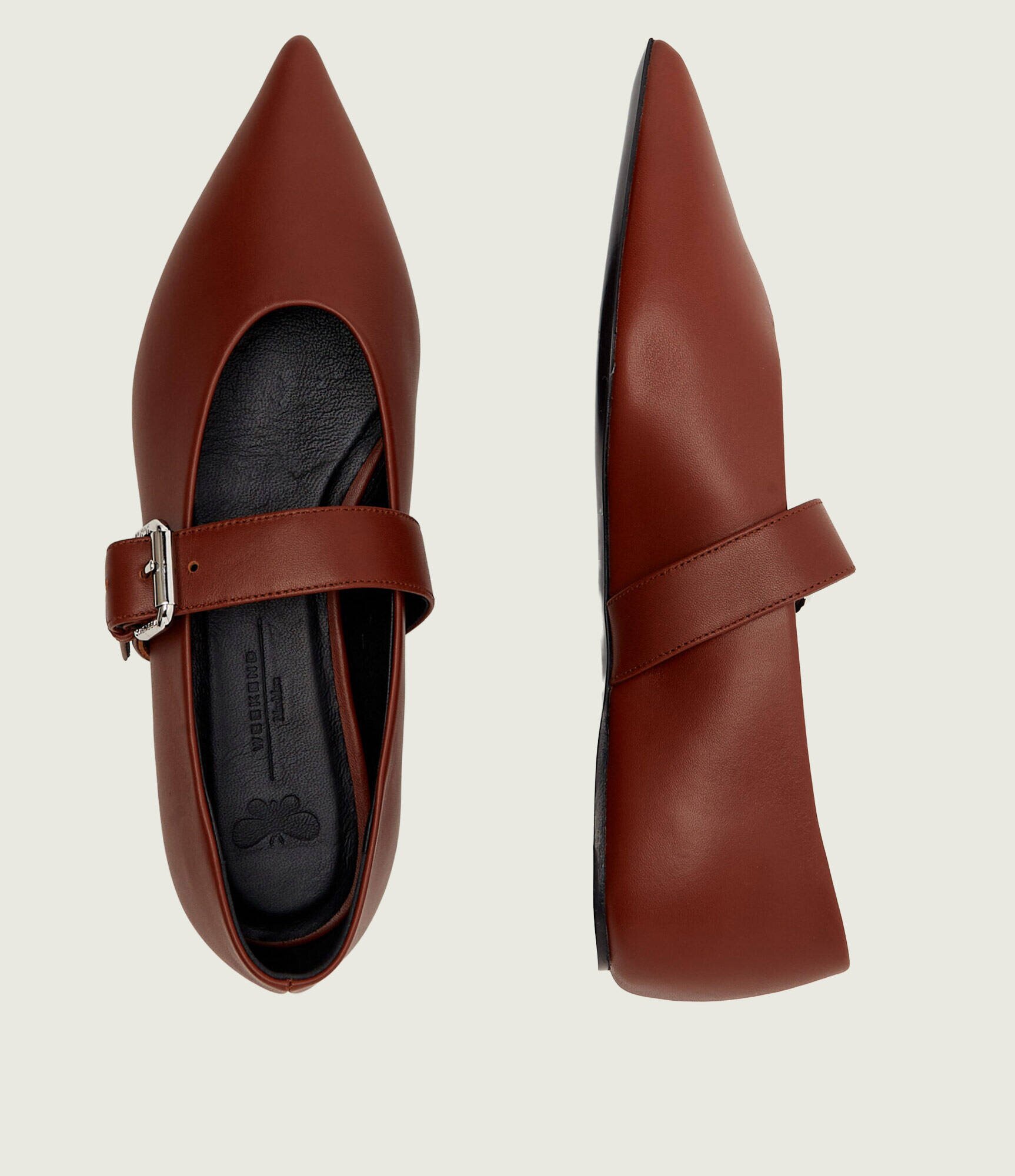 Weekend MaxMara De piele balerini Wkagel Mary Jane