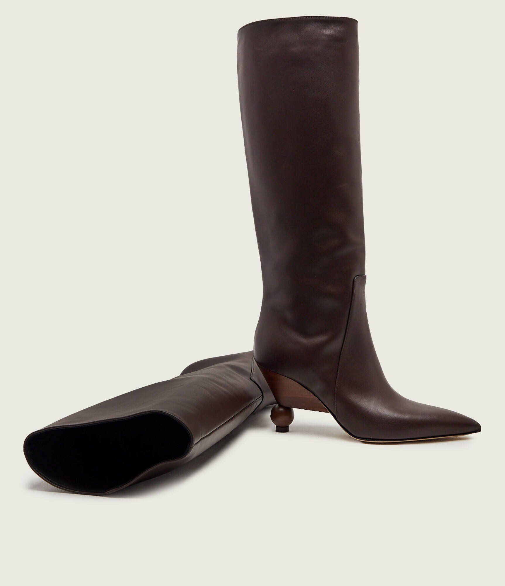 Weekend MaxMara De piele cizme Wkatasca Pasticcino
