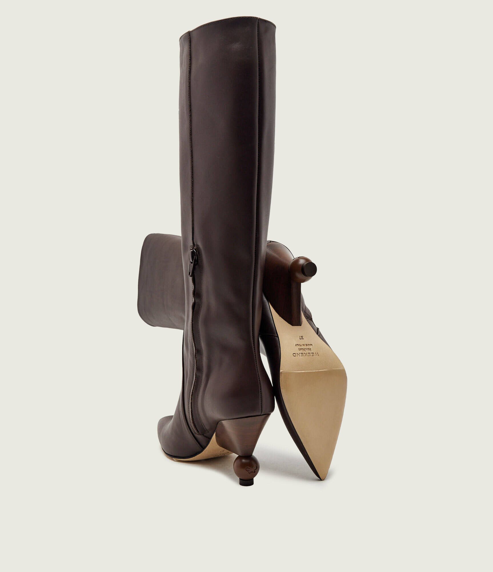 Weekend MaxMara De piele cizme Wkatasca Pasticcino