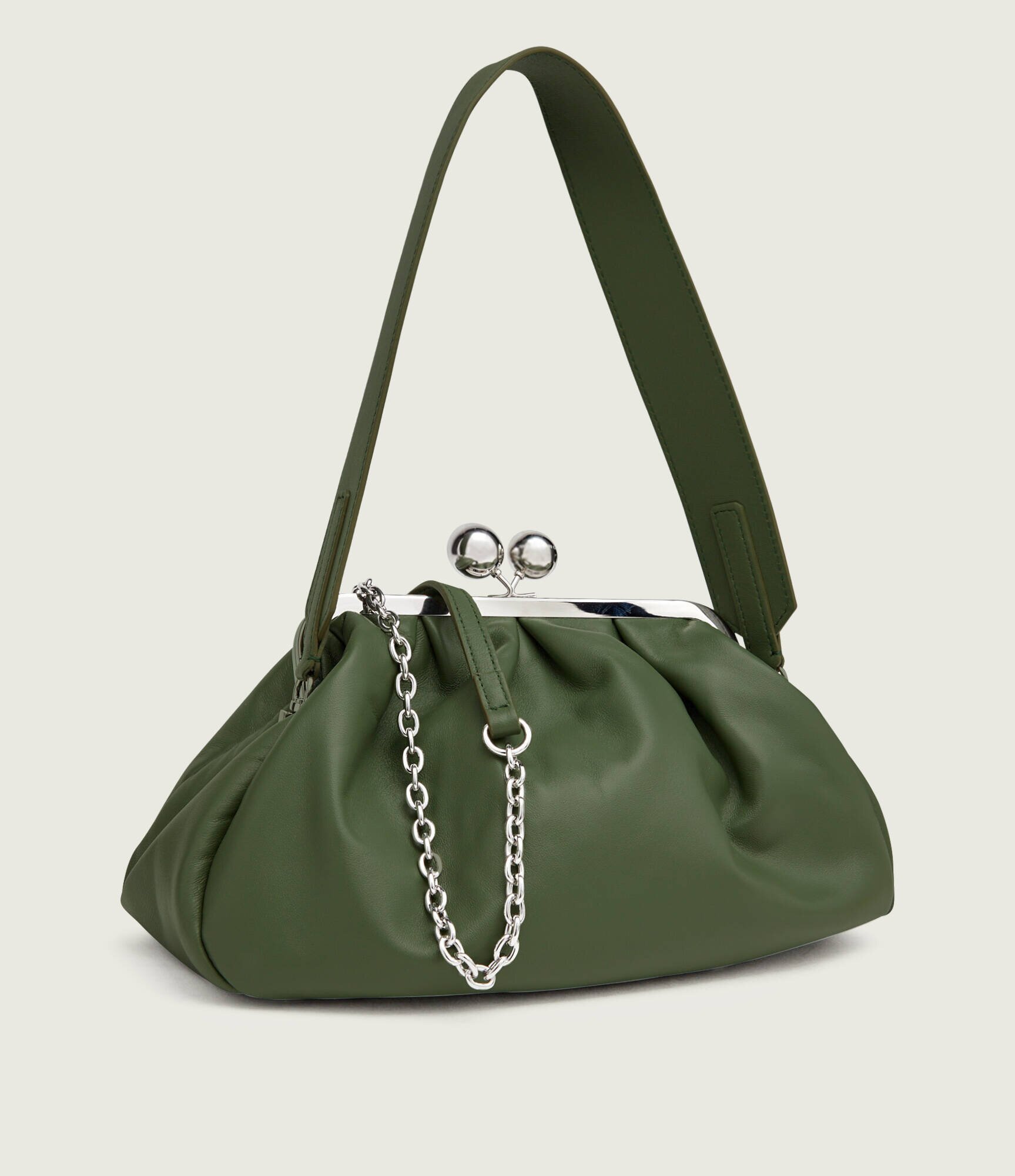 Weekend MaxMara De piele geantă pe umăr Cubico Pasticcino
