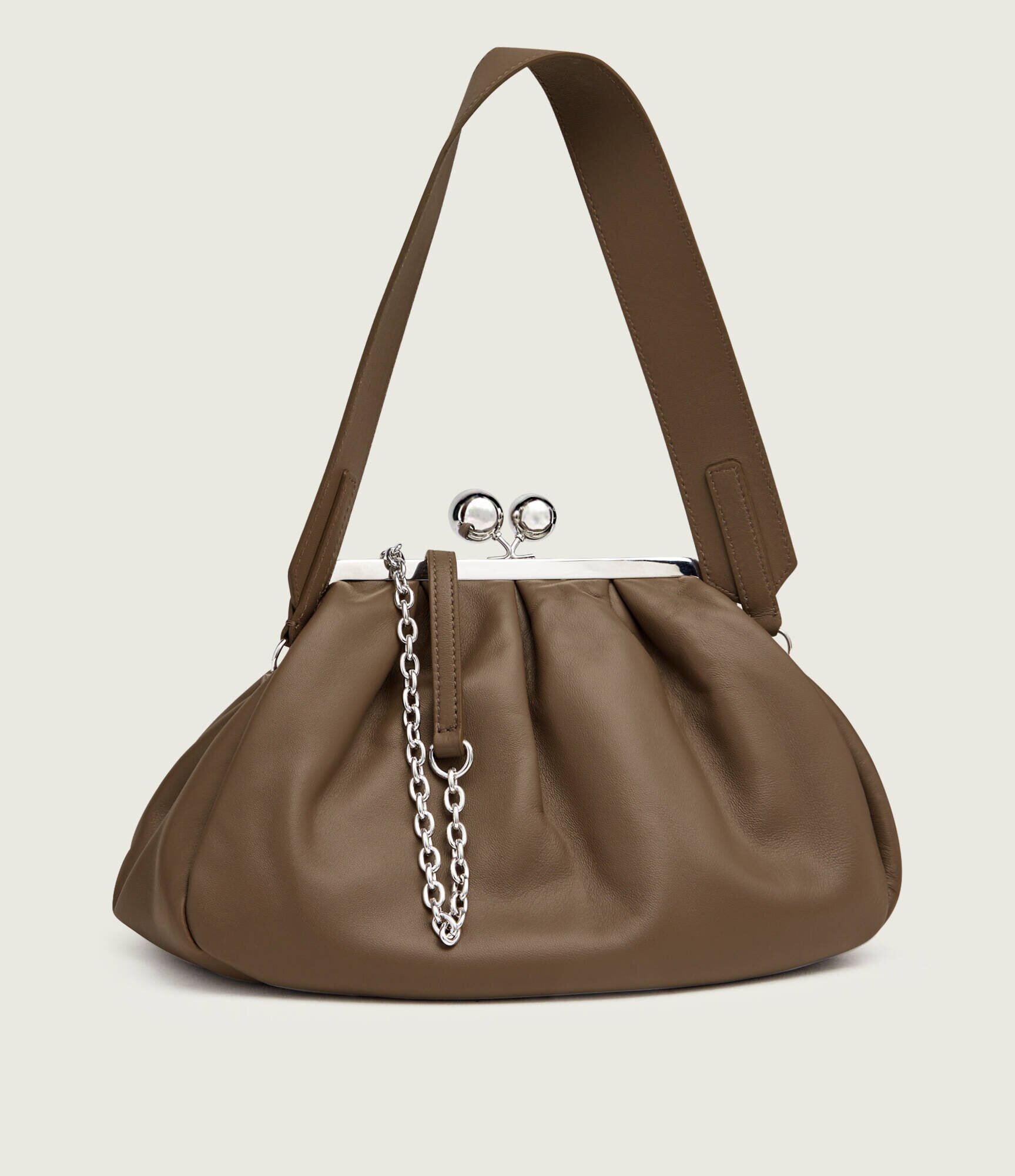 Weekend MaxMara De piele geantă pe umăr Cubico Pasticcino