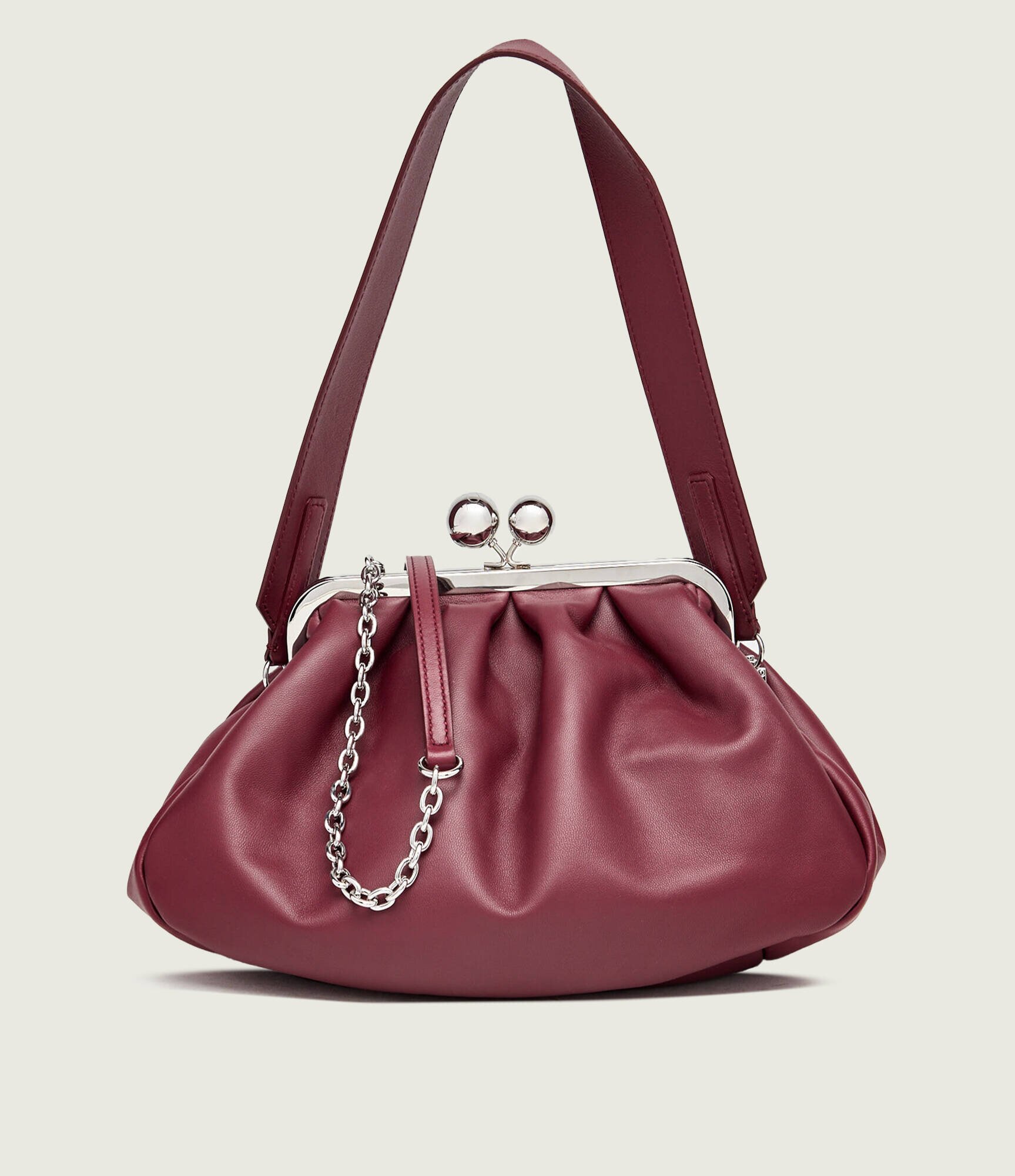 Weekend MaxMara De piele geantă pe umăr Cubico Pasticcino
