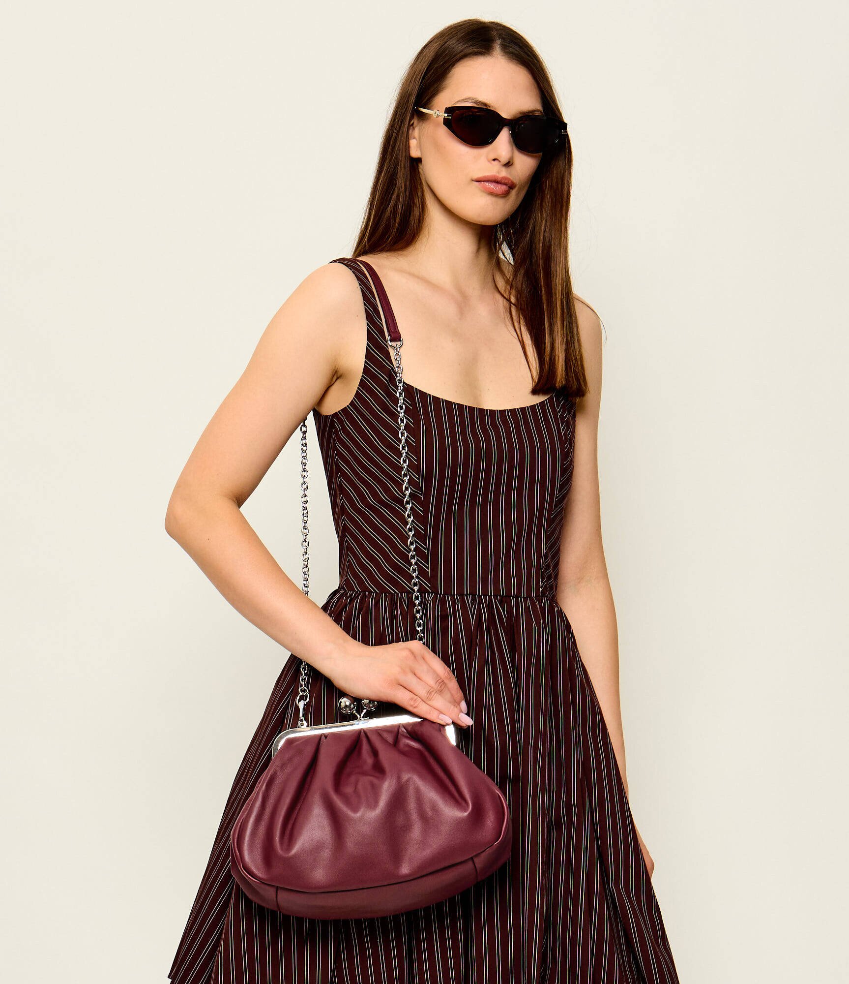 Weekend MaxMara De piele geantă pe umăr Cubico Pasticcino