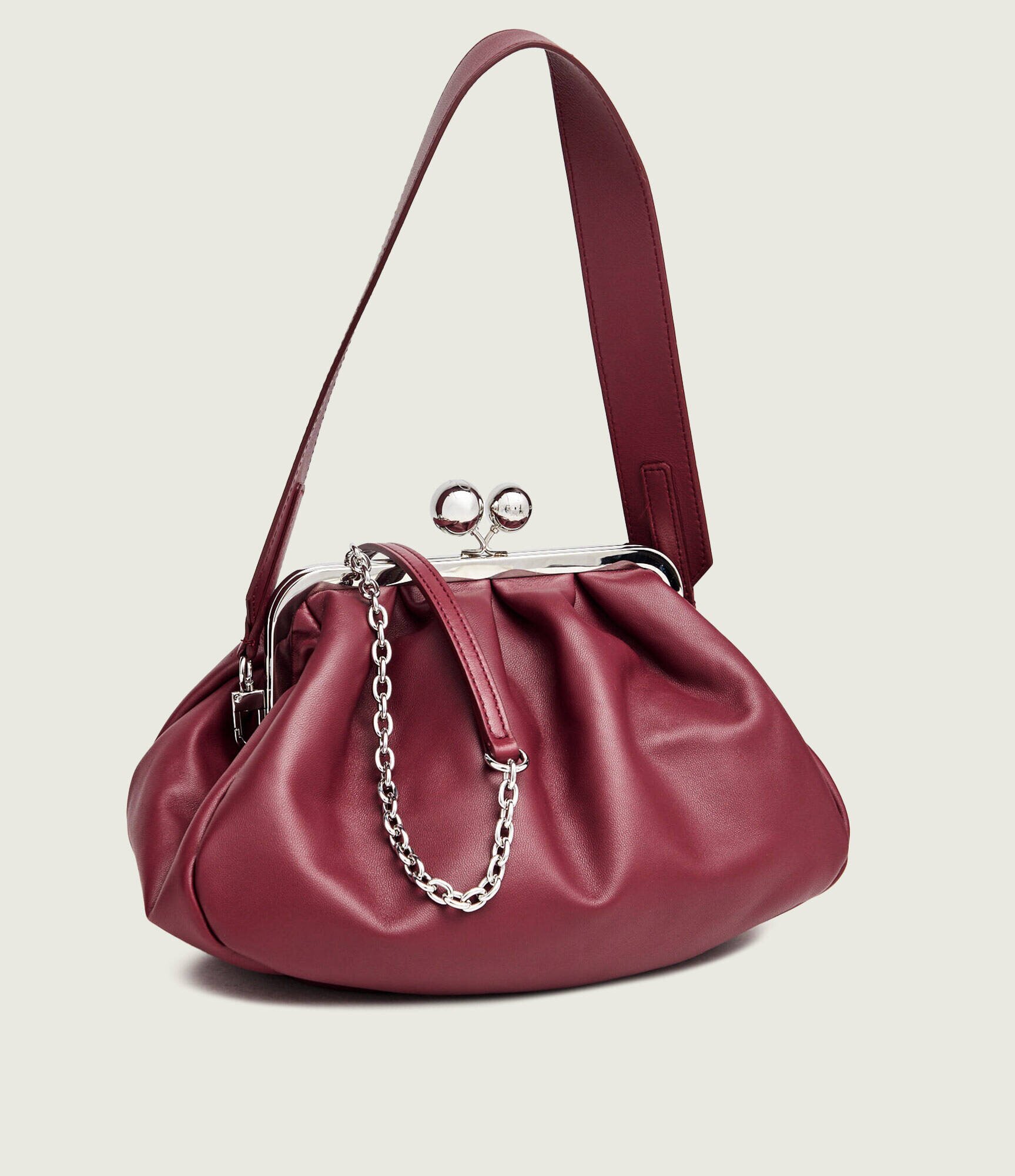 Weekend MaxMara De piele geantă pe umăr Cubico Pasticcino
